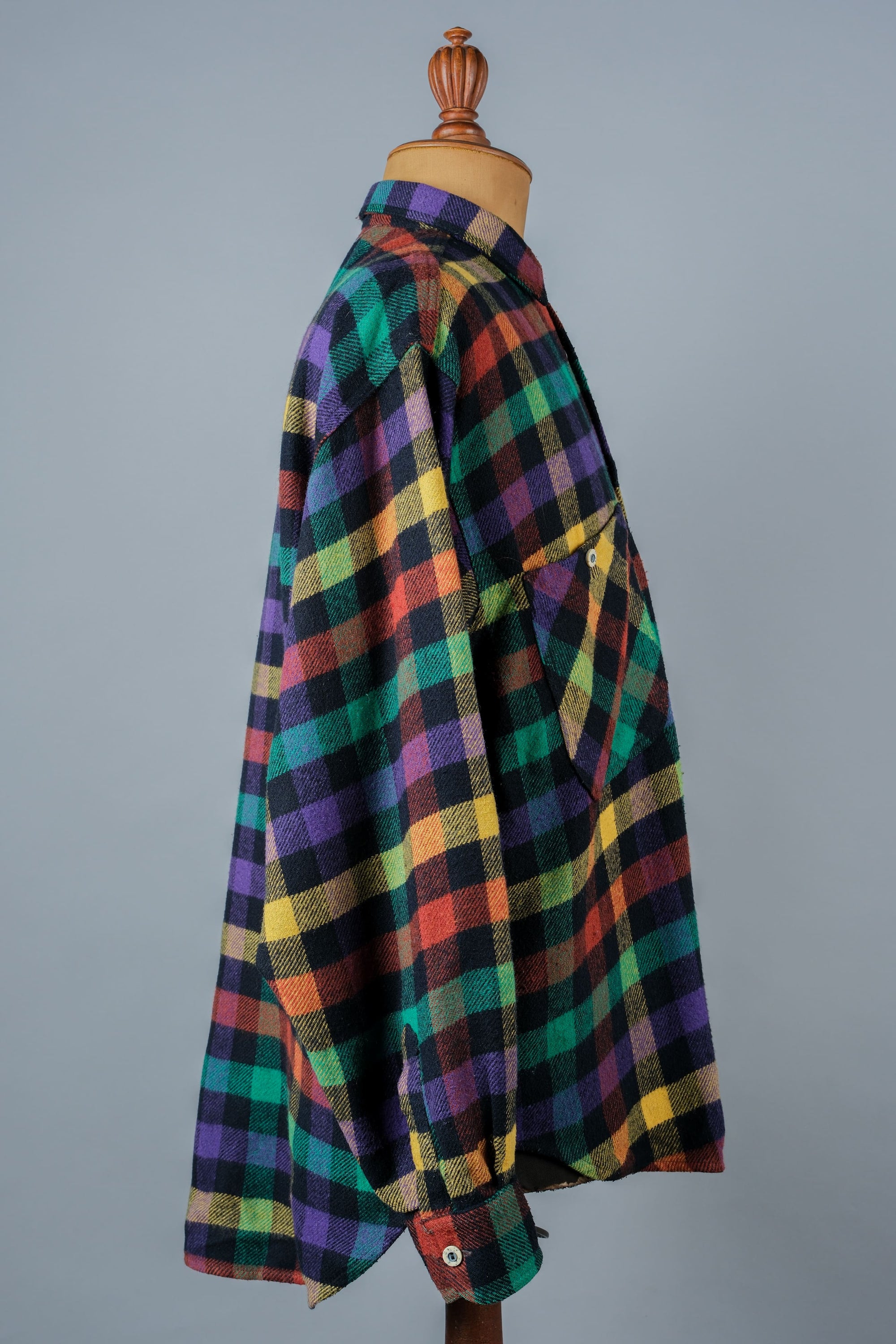［~80's］Italian Vintage Mixed Wool Rainbow Plaid Shirt Size.MEDIUM