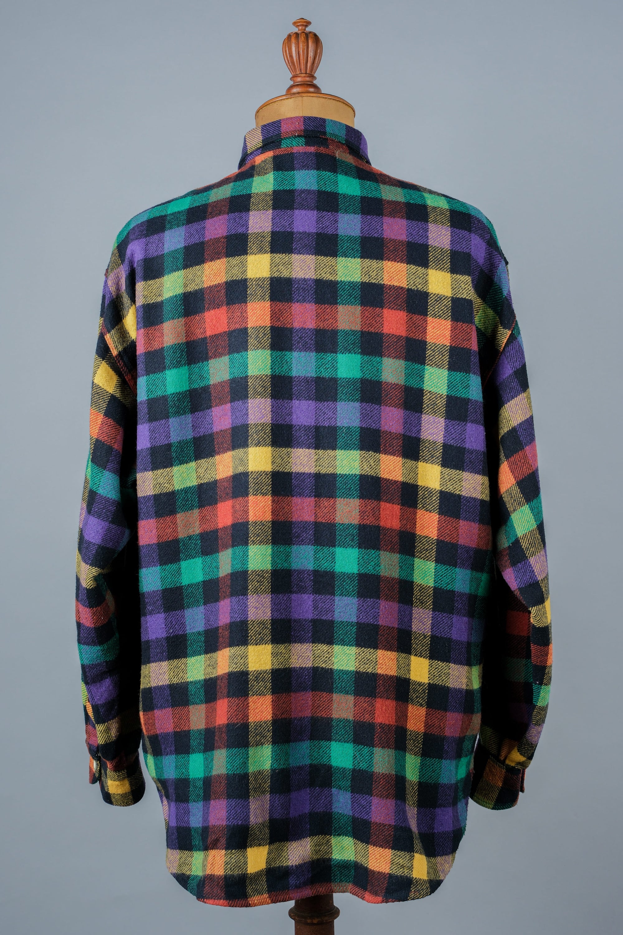 ［~80's］Italian Vintage Mixed Wool Rainbow Plaid Shirt Size.MEDIUM