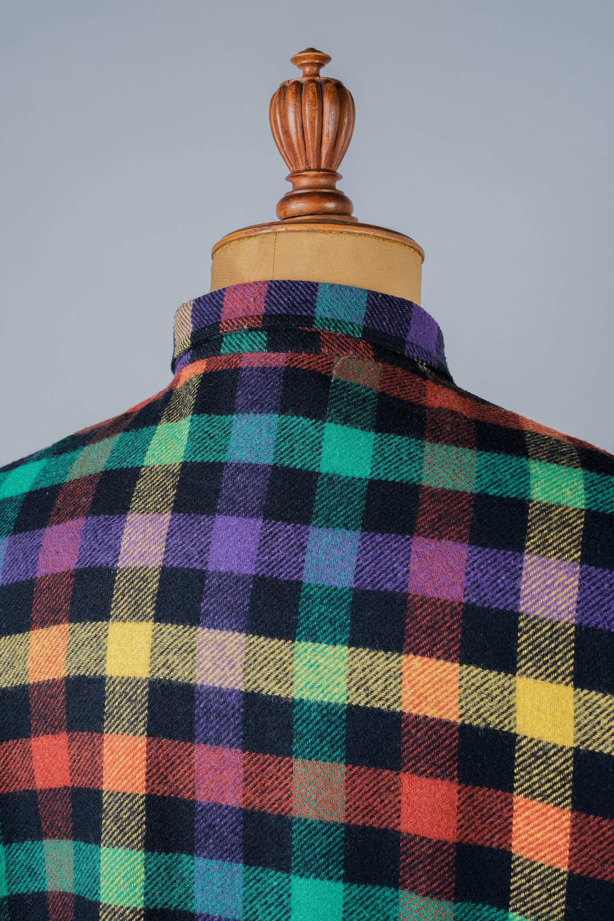 ［~80's］Italian Vintage Mixed Wool Rainbow Plaid Shirt Size.MEDIUM