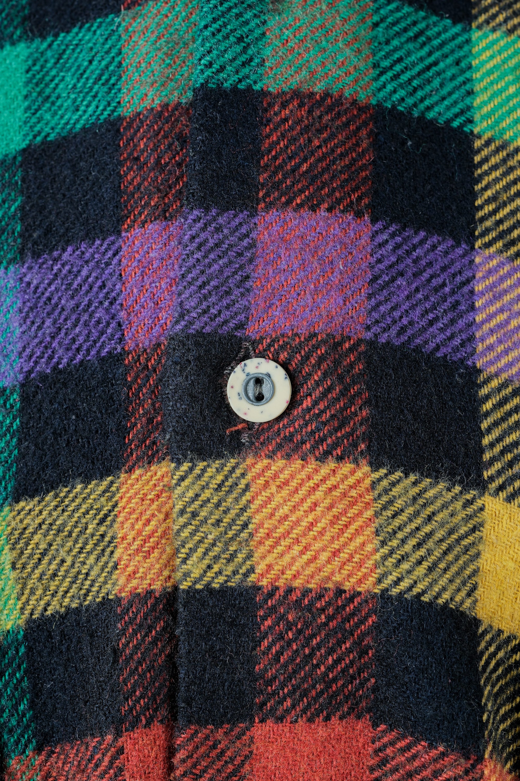 ［~80's］Italian Vintage Mixed Wool Rainbow Plaid Shirt Size.MEDIUM