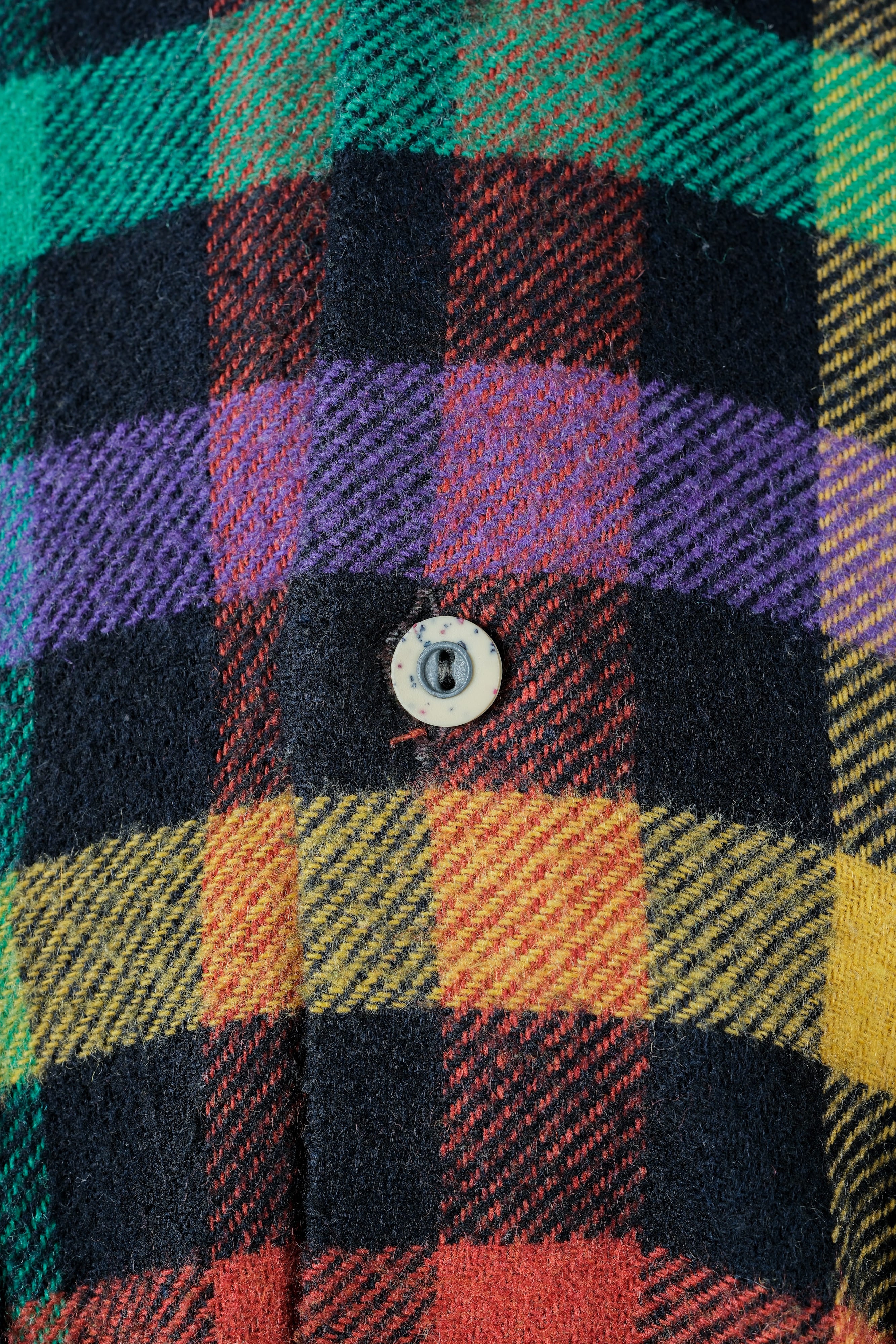 【~80's】Italian Vintage Mixed Wool Rainbow Plaid Shirt Size.MEDIUM