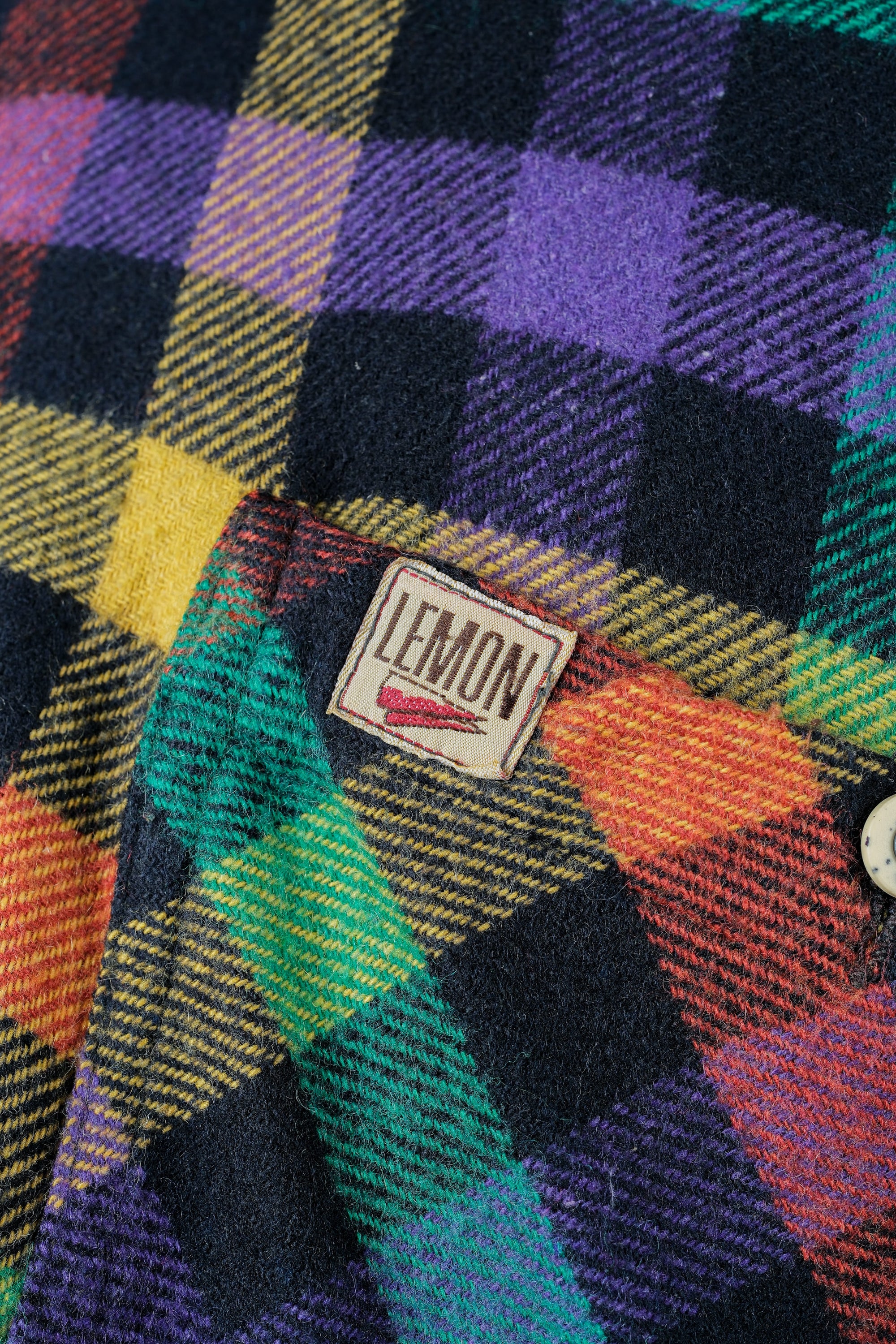 ［~80's］Italian Vintage Mixed Wool Rainbow Plaid Shirt Size.MEDIUM