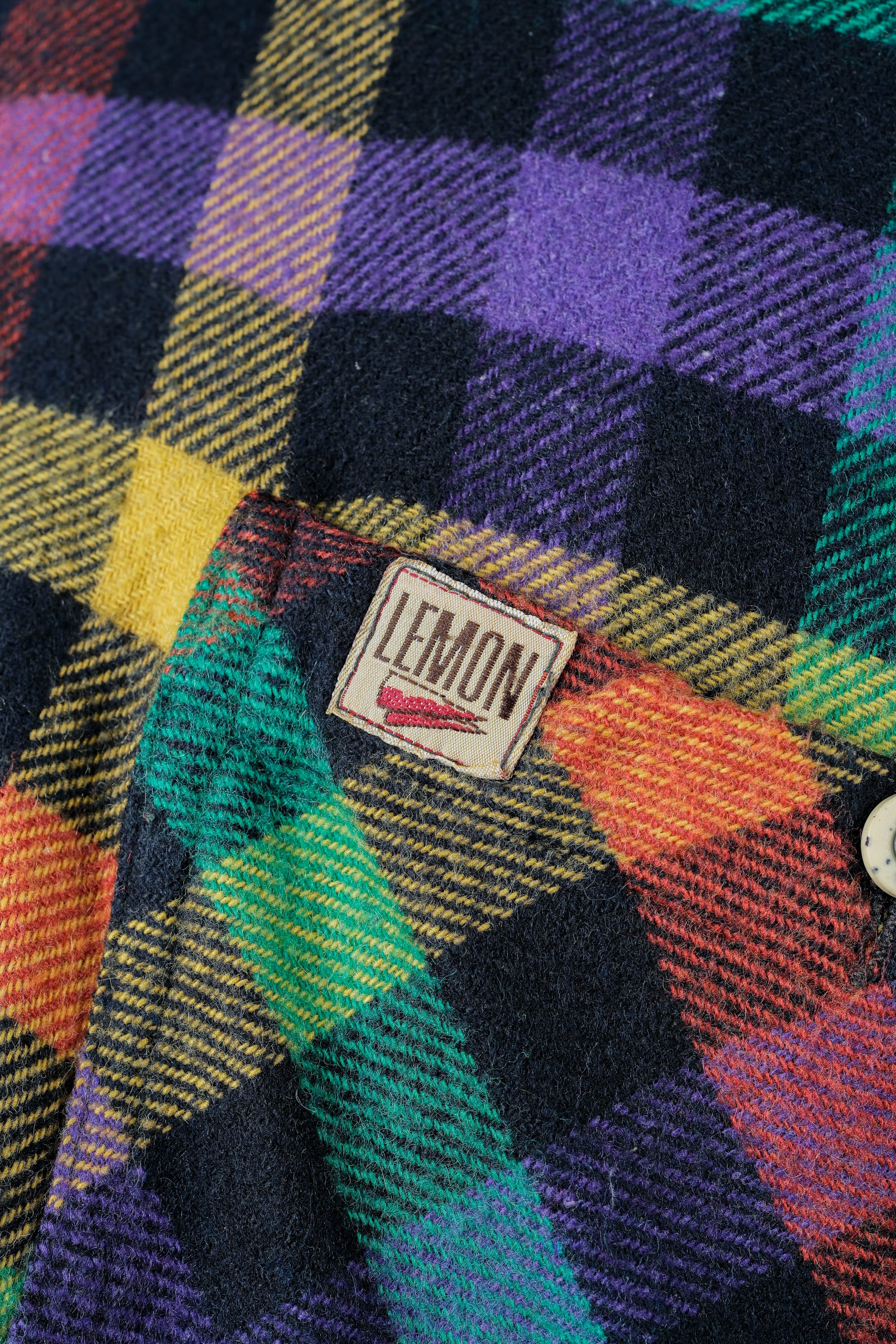 【~80's】Italian Vintage Mixed Wool Rainbow Plaid Shirt Size.MEDIUM