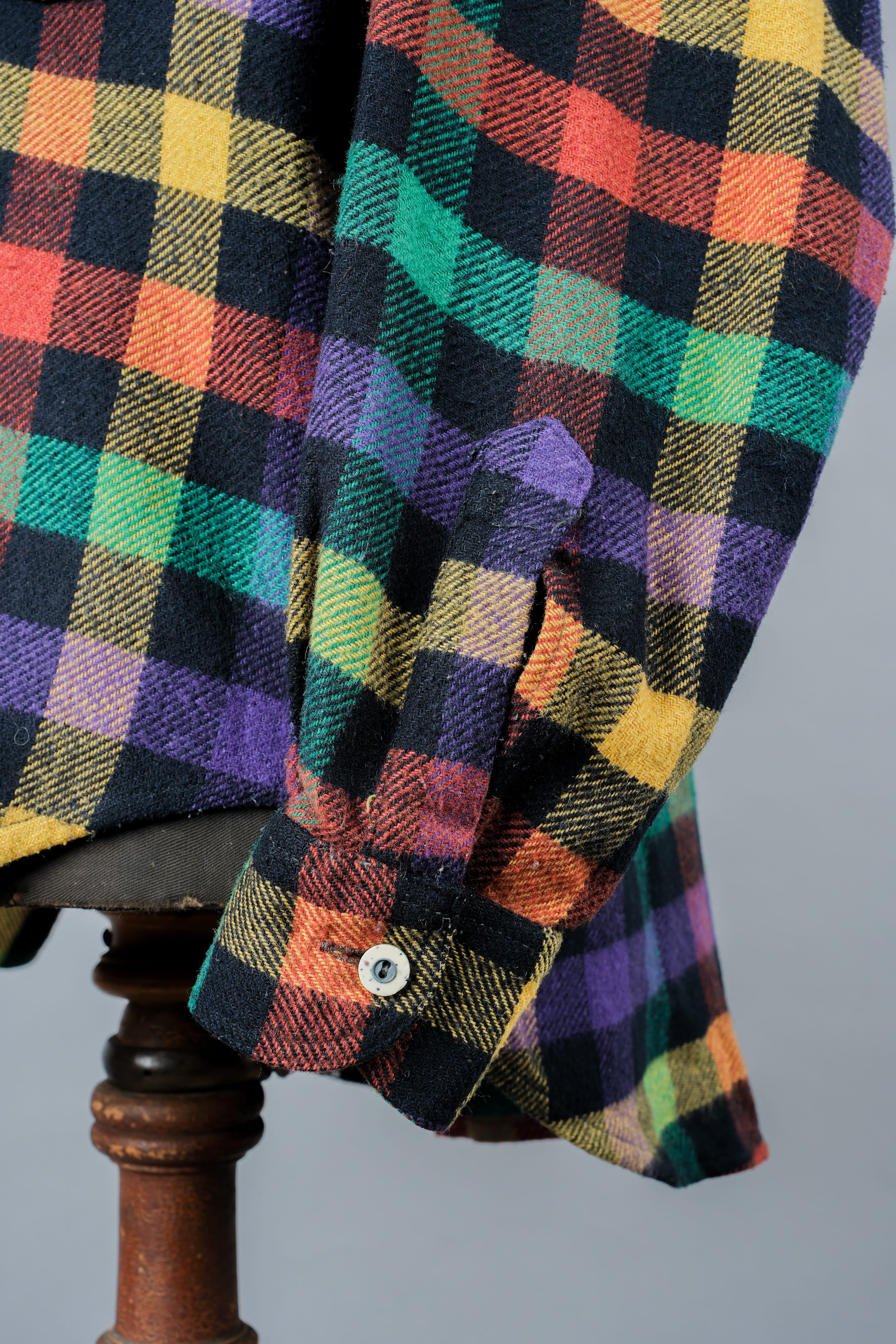 【~80's】Italian Vintage Mixed Wool Rainbow Plaid Shirt Size.MEDIUM