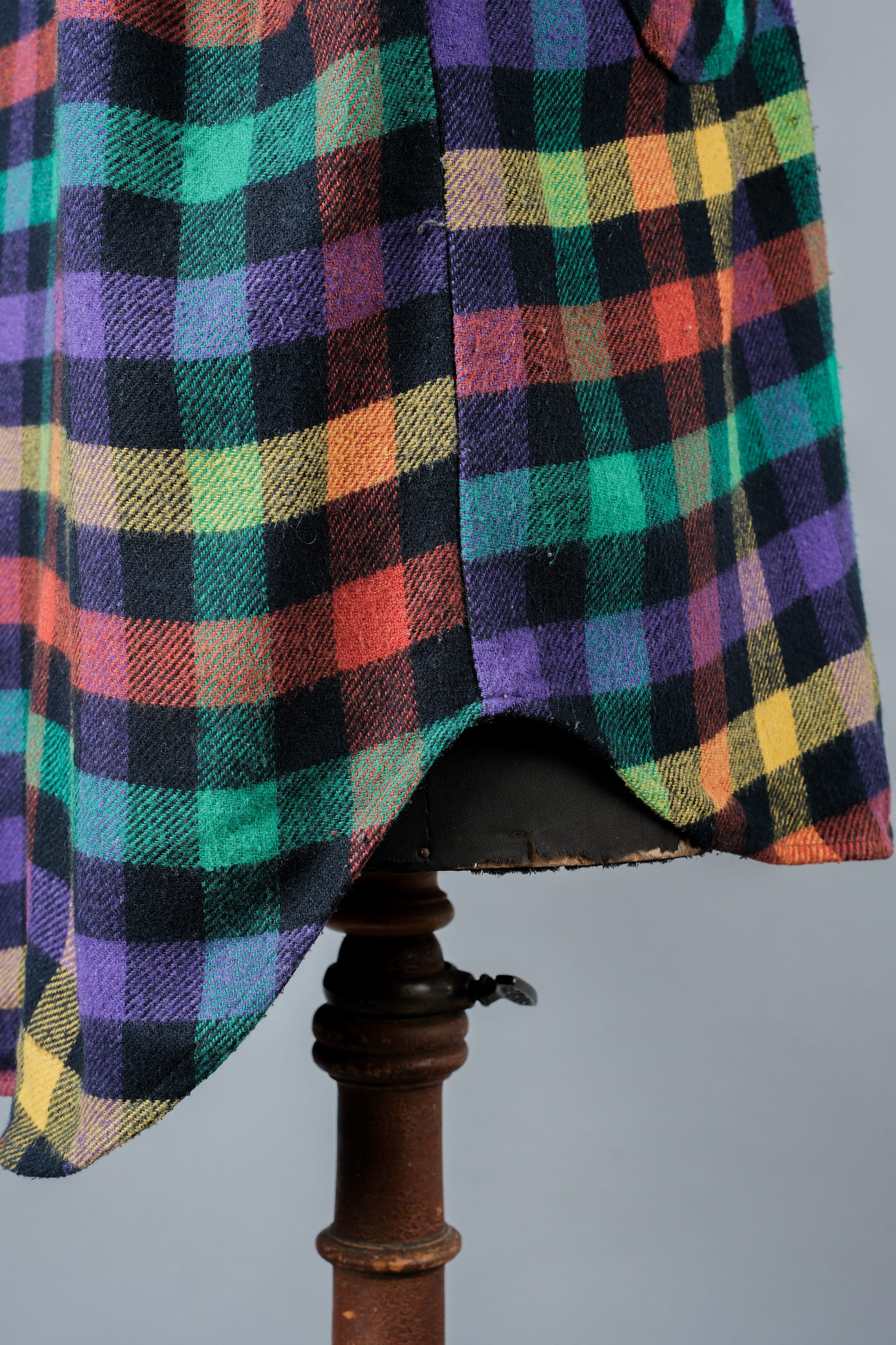 ［~80's］Italian Vintage Mixed Wool Rainbow Plaid Shirt Size.MEDIUM