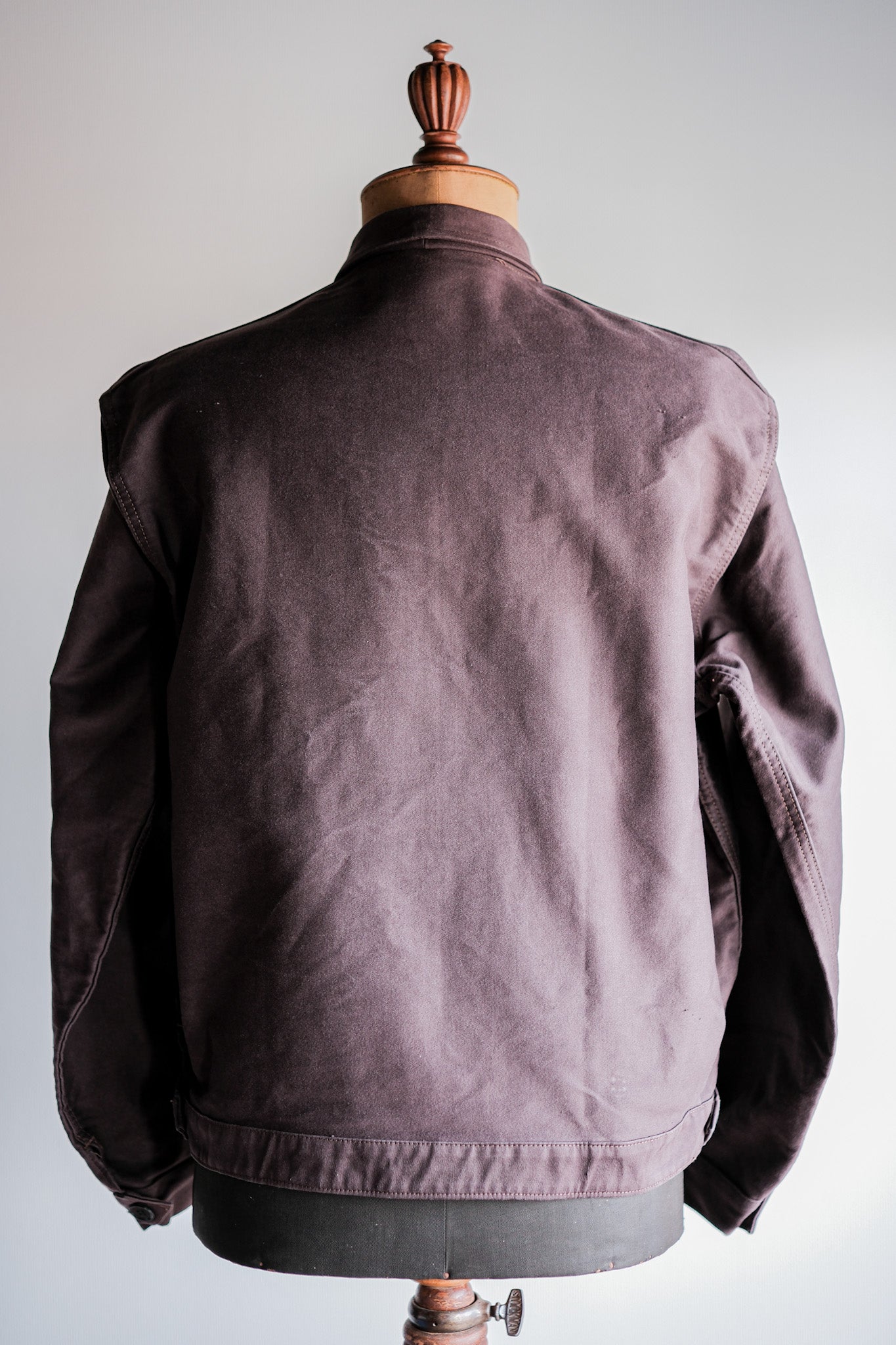 [~ 50's] French vintage brun moleskin cyclist veste taille.52 "Le Beau-Fort"