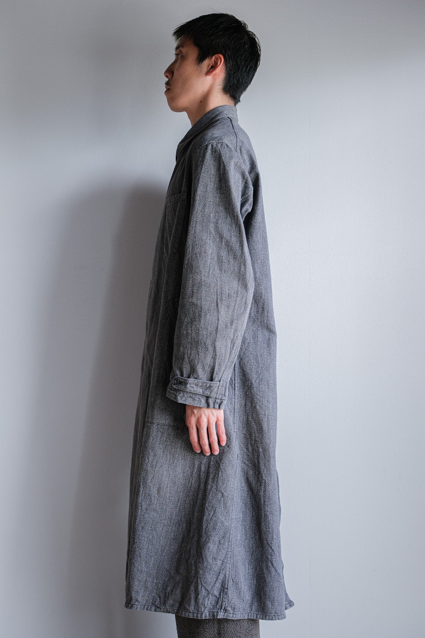 ［~40's］French Vintage Salt & Pepper Cotton Twill Work Coat "Le Mont St. Michel"