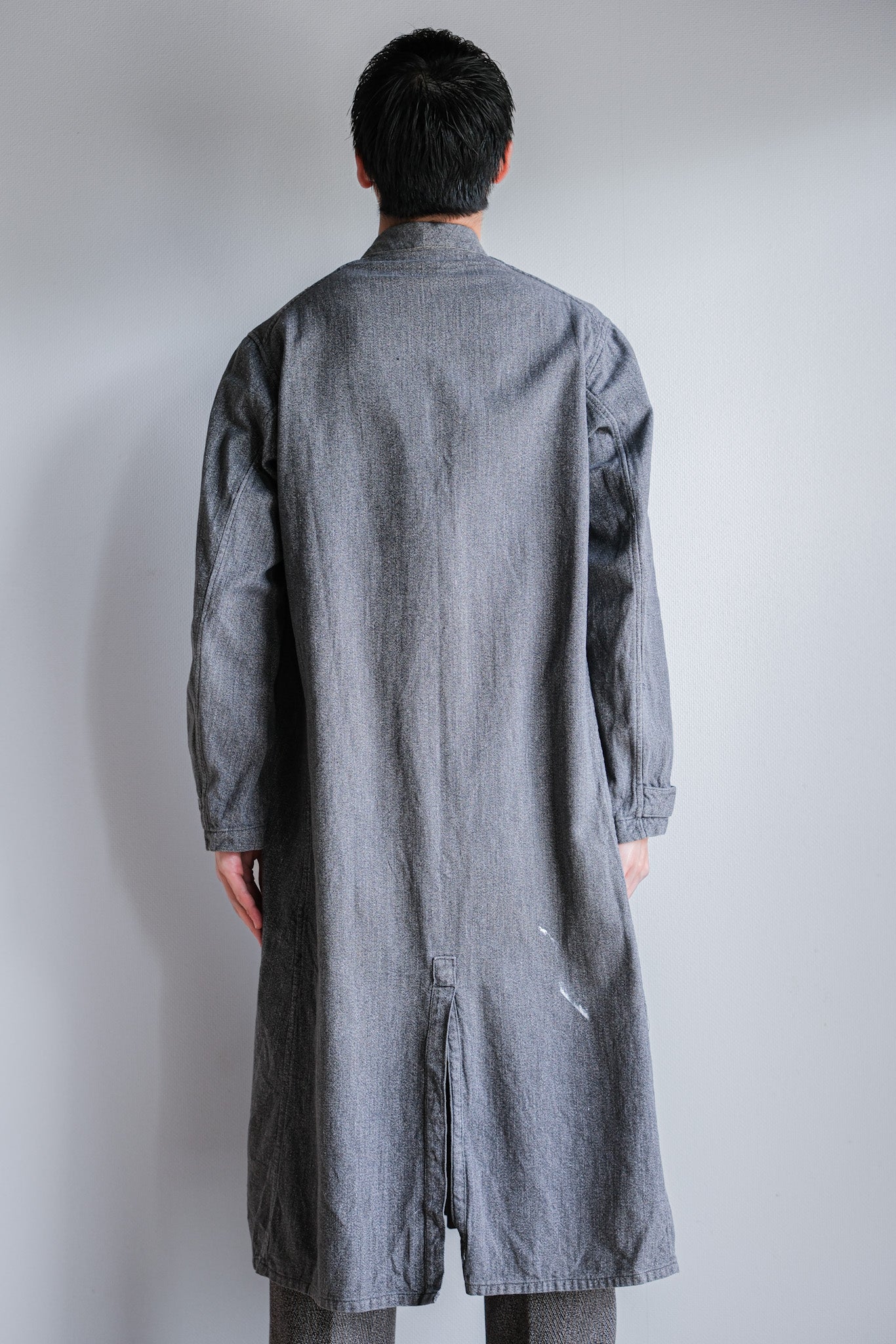 【~40's】French Vintage Salt & Pepper Cotton Twill Work Coat "Le Mont St. Michel"