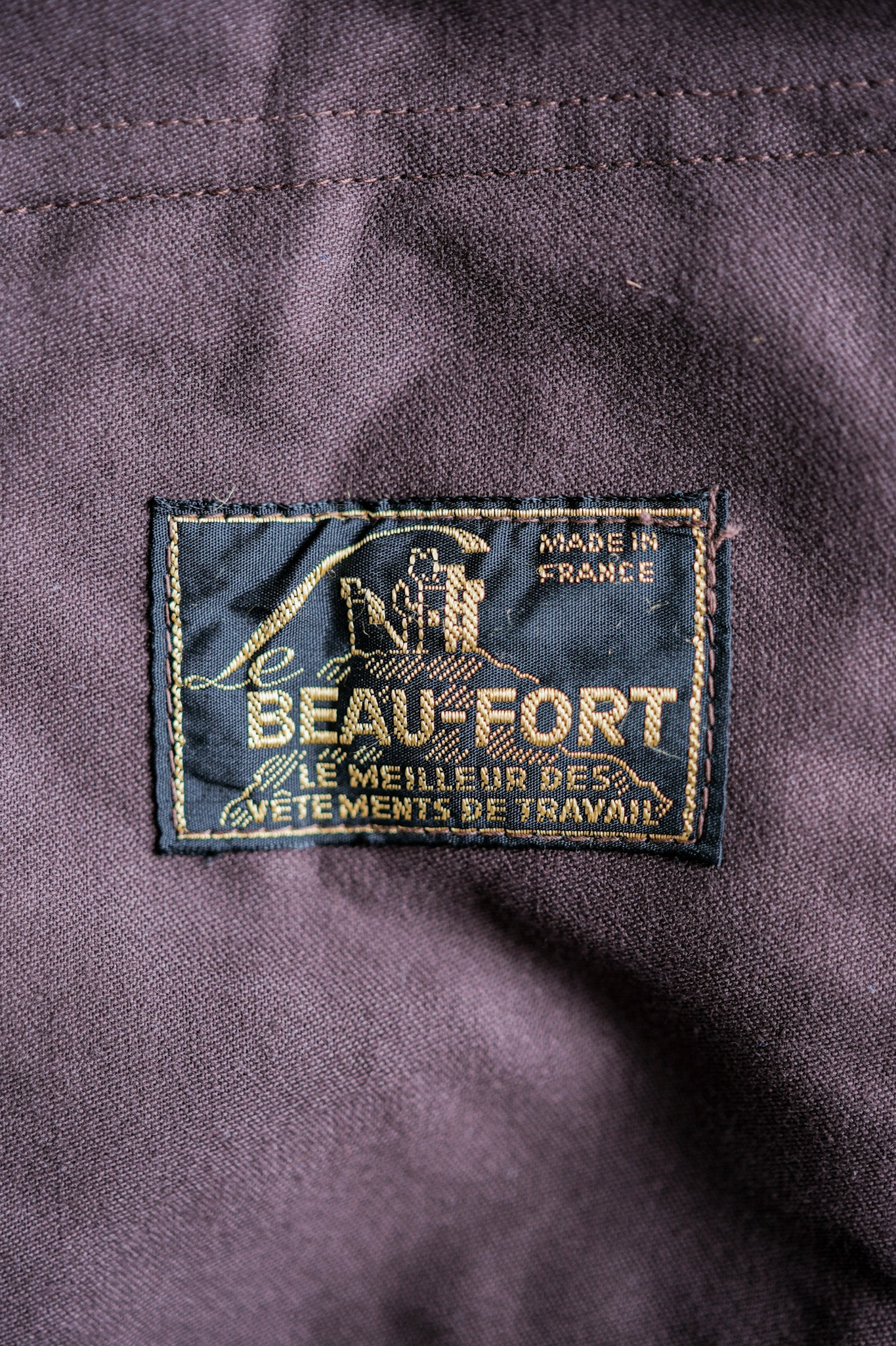 [~ 50's] French vintage brun moleskin cyclist veste taille.52 "Le Beau-Fort"