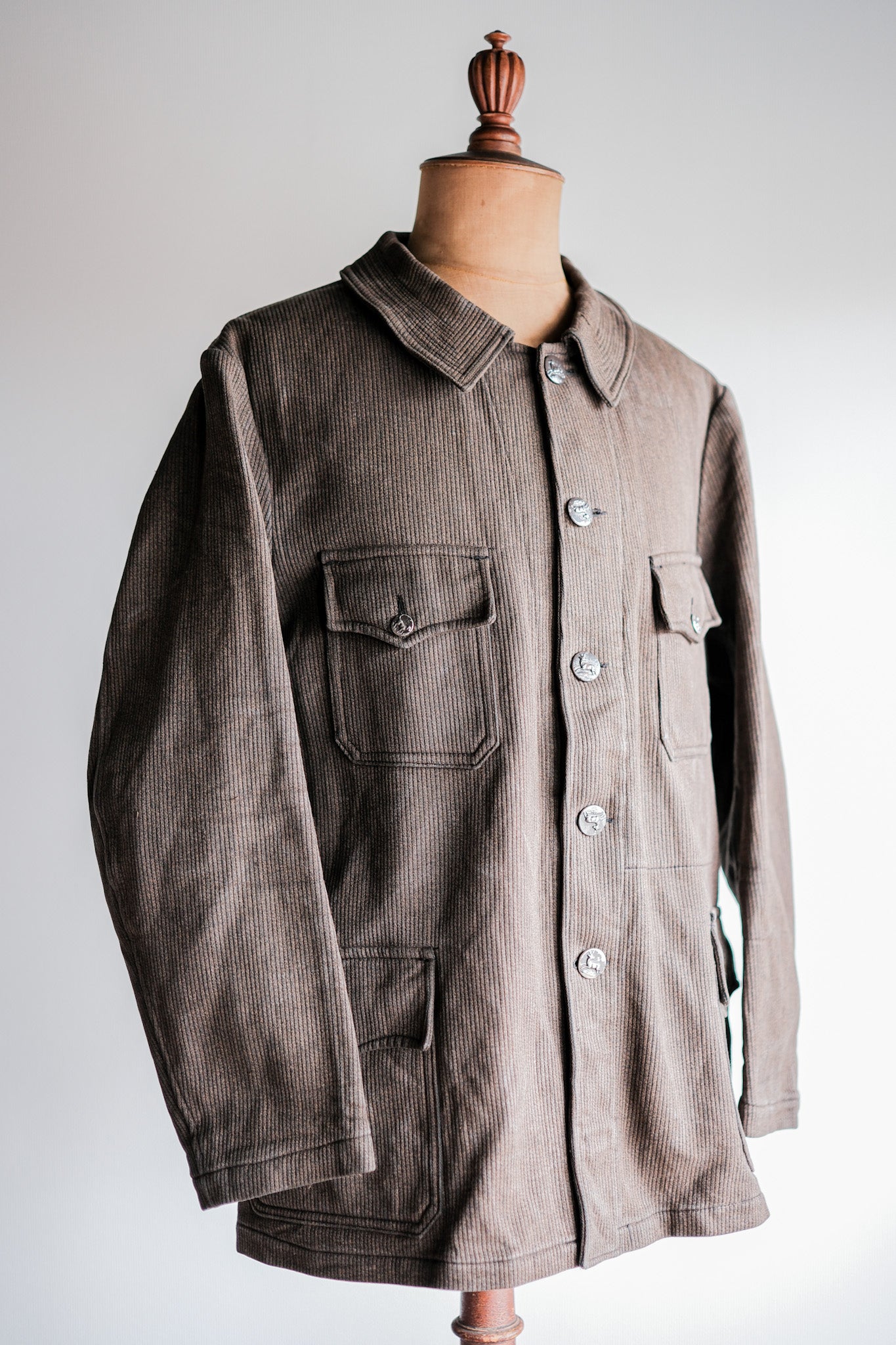［~50's］French Vintage Brown Salt & Pepper Cotton Pique Hunting Jacket