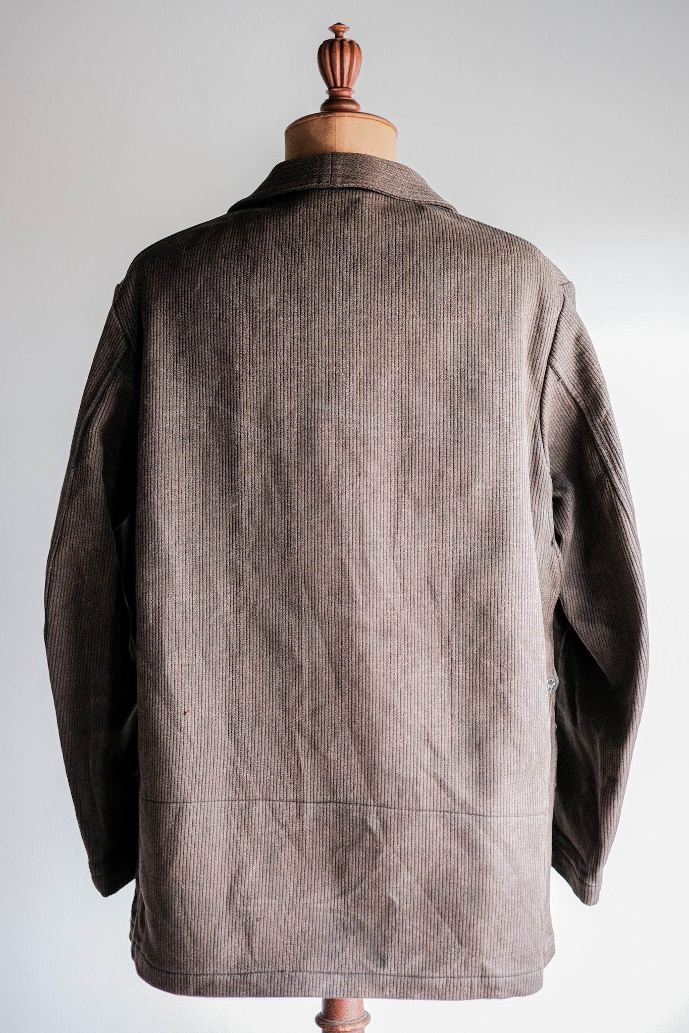 [~ 50 년대] 프랑스 빈티지 갈색 소금 및 후추 면화 피크 사냥 재킷