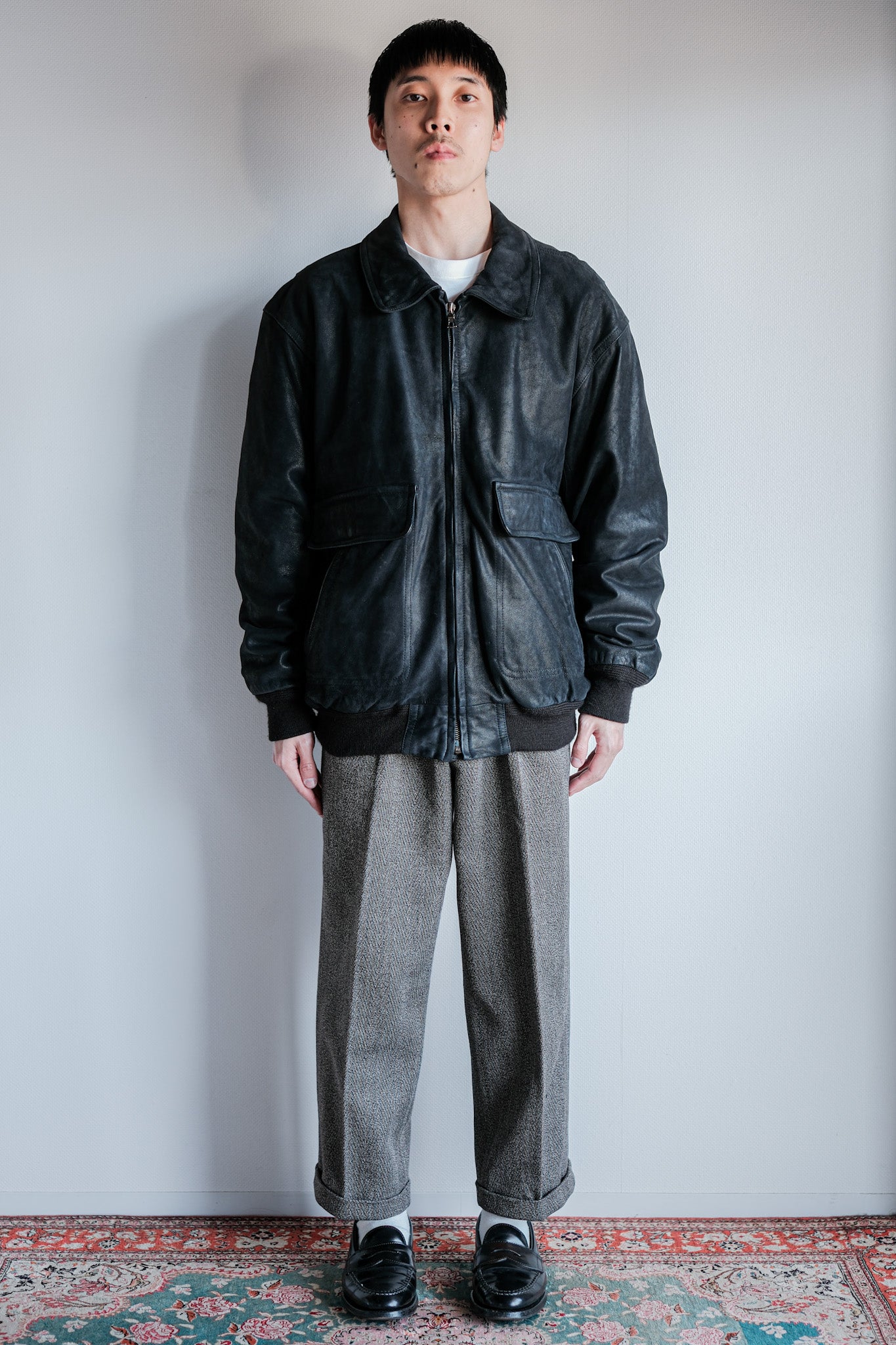 ［~80's］Old SERAPHIN Deerskin Leather Blouson With Chin Strap Size.50