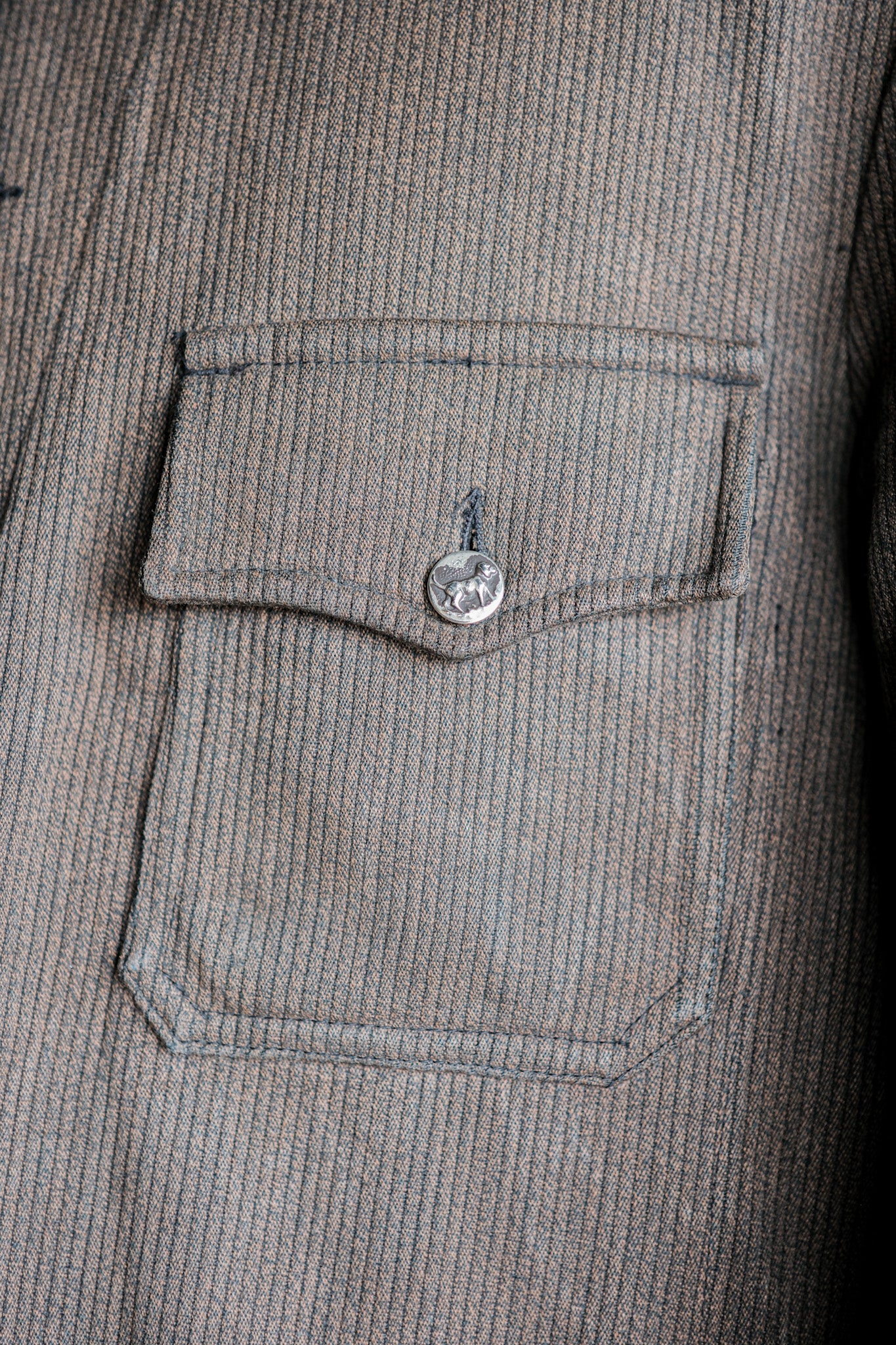 【~50's】French Vintage Brown Salt & Pepper Cotton Pique Hunting Jacket