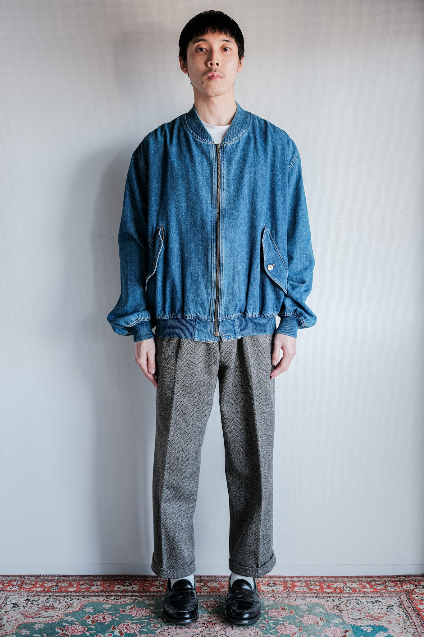 ［~80's］Old EMPORIO ARMANI Denim Bomber Jacket Size.50