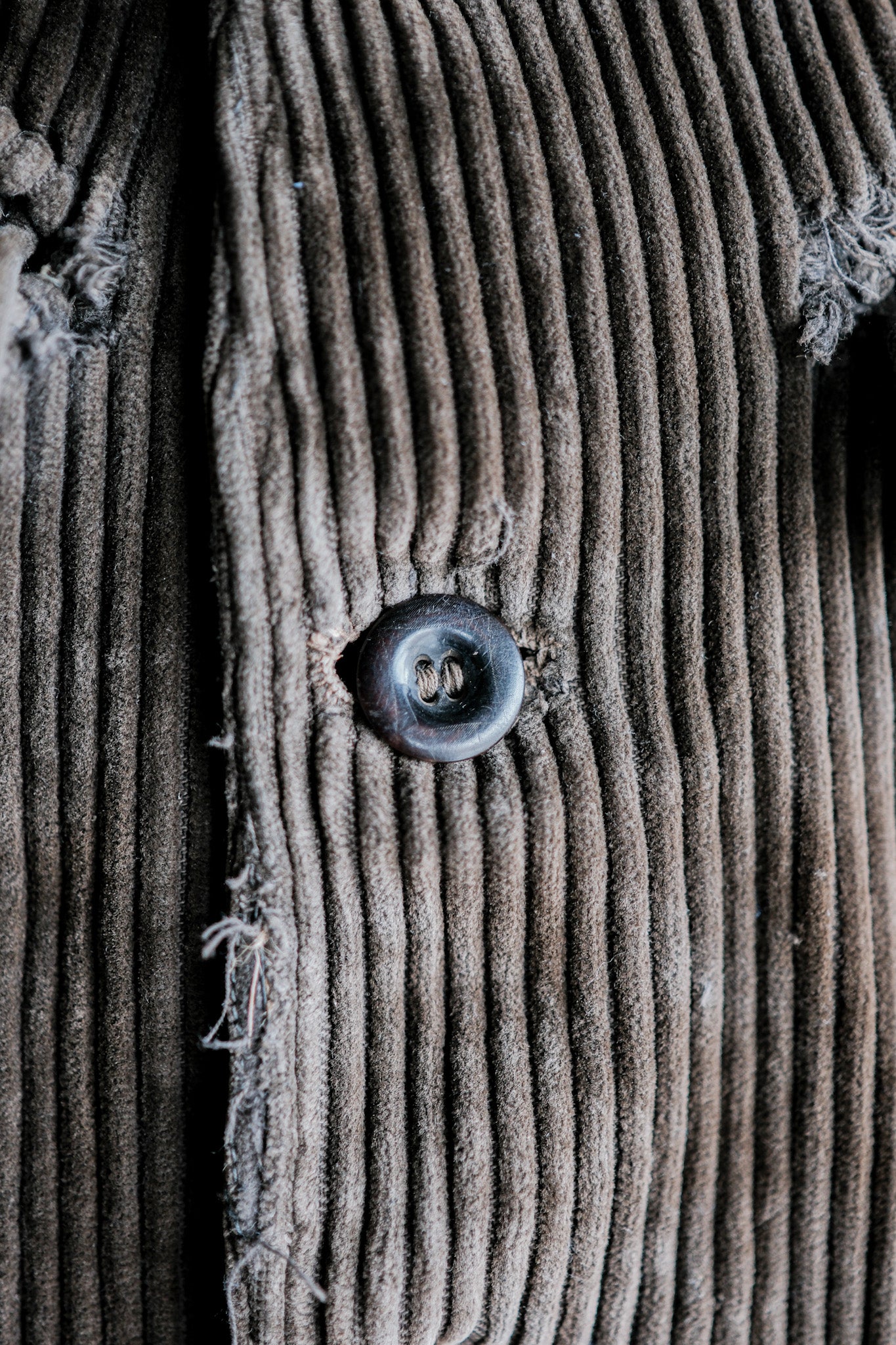 【~30’s】French Vintage Brown Corduroy Stand Collar Work Jacket "Unusual Pattern"