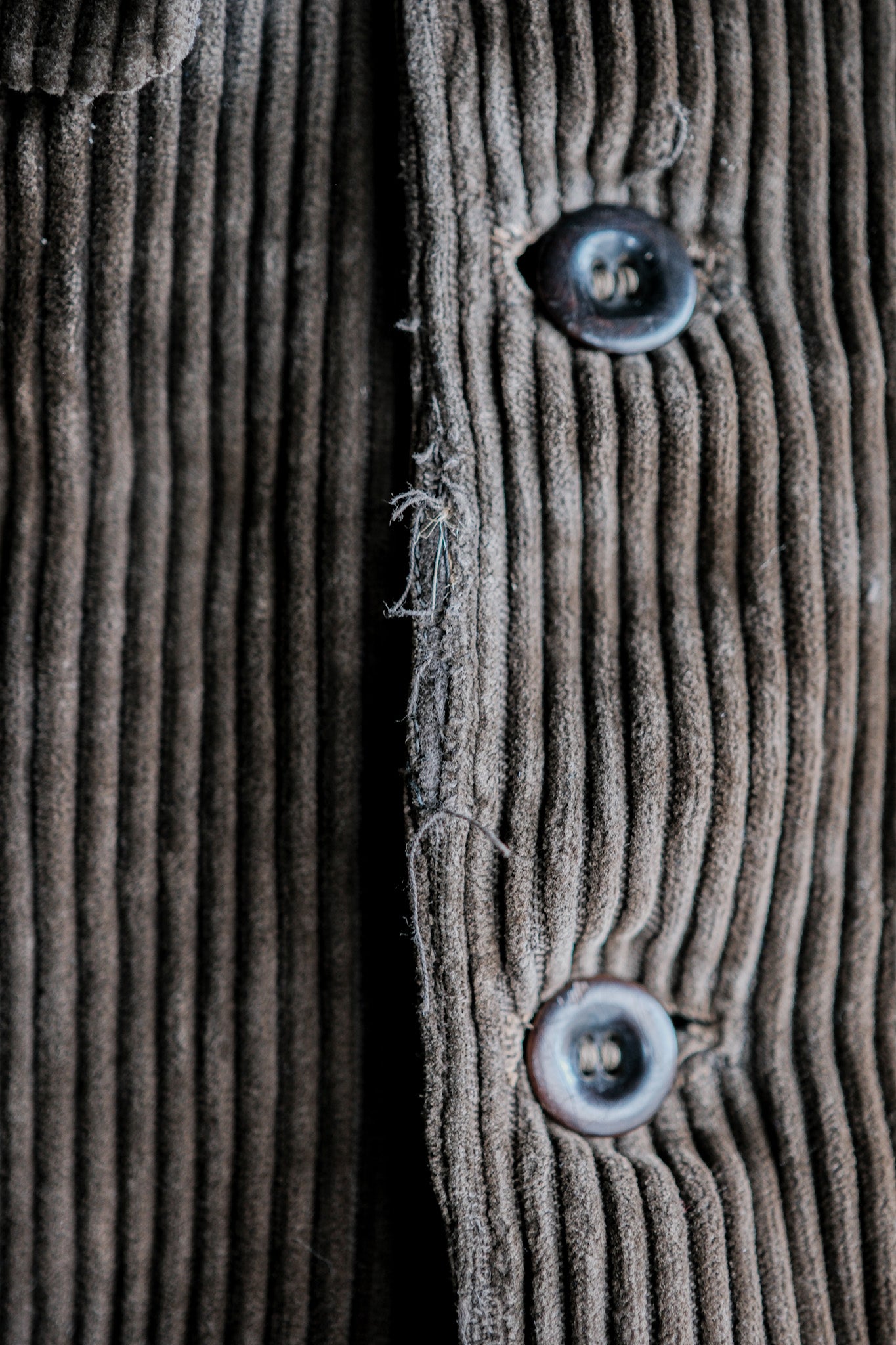 【~30’s】French Vintage Brown Corduroy Stand Collar Work Jacket "Unusual Pattern"