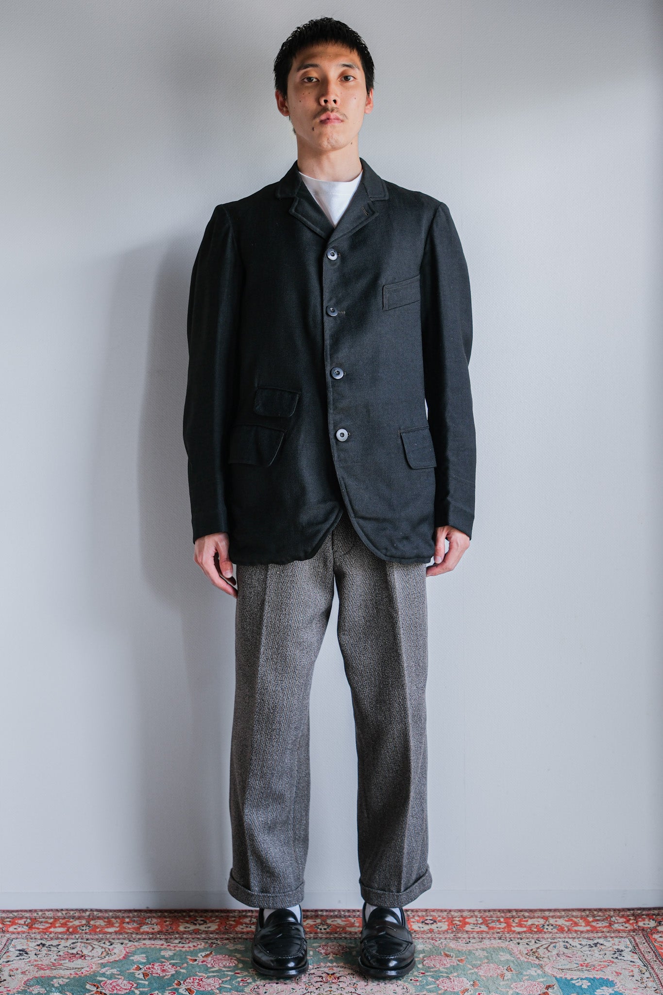 ［~20's］French Vintage Black Wool Sack Coat
