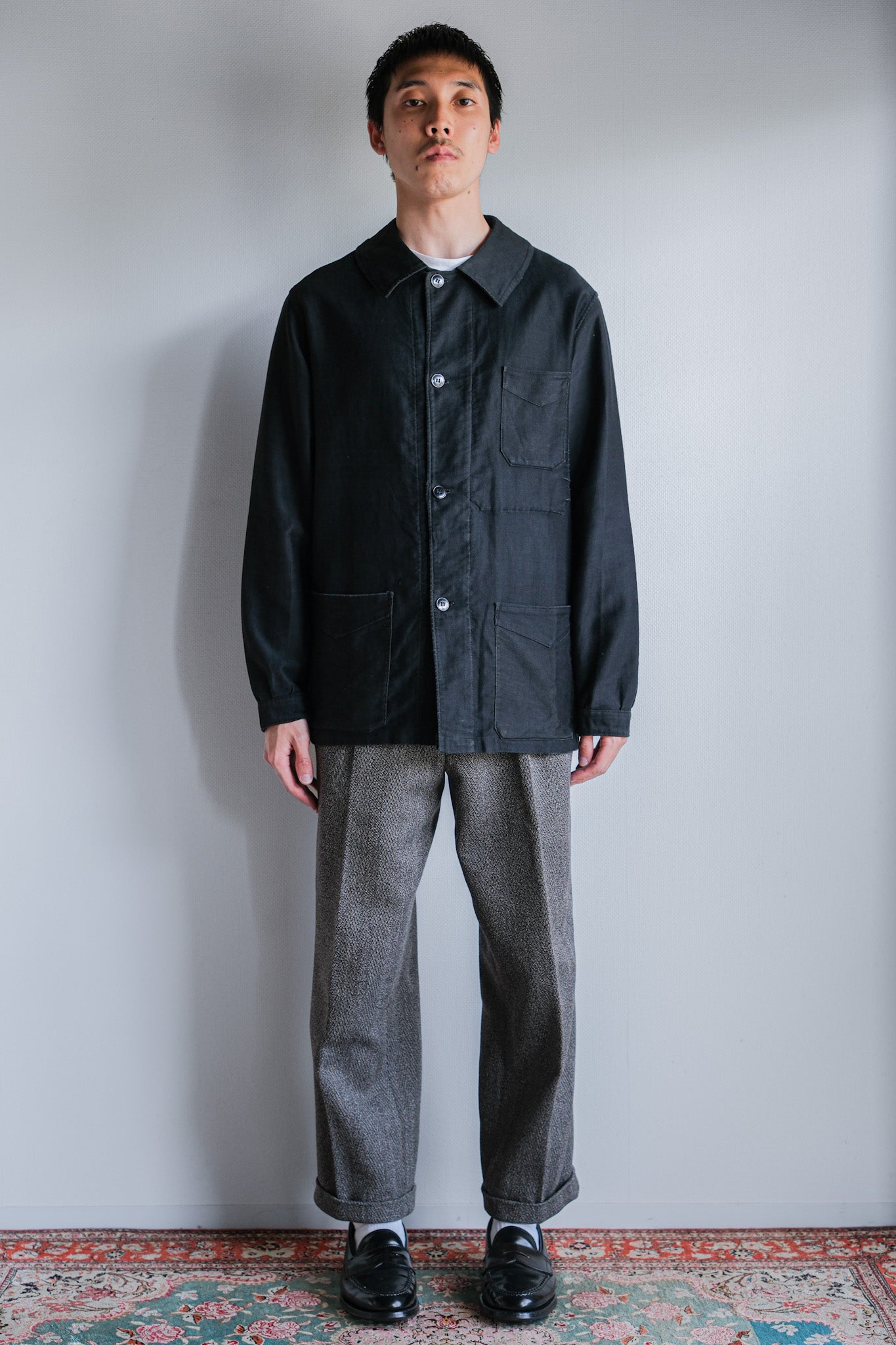 ［~30's］French Vintage Black Light Moleskin Work Jacket "4 Buttons"