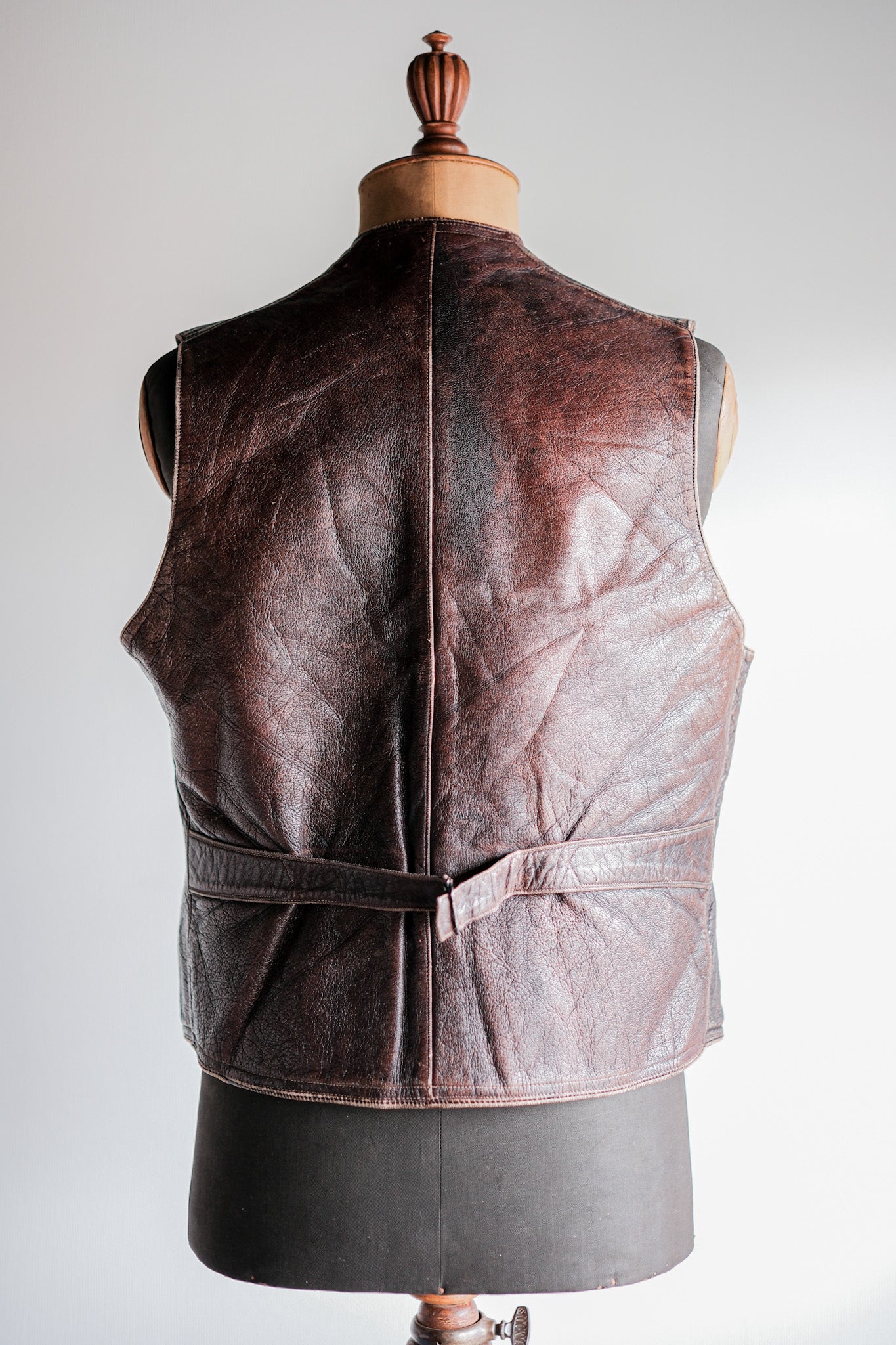 ［~40's］French Vintage Brown Leather Work Gilet