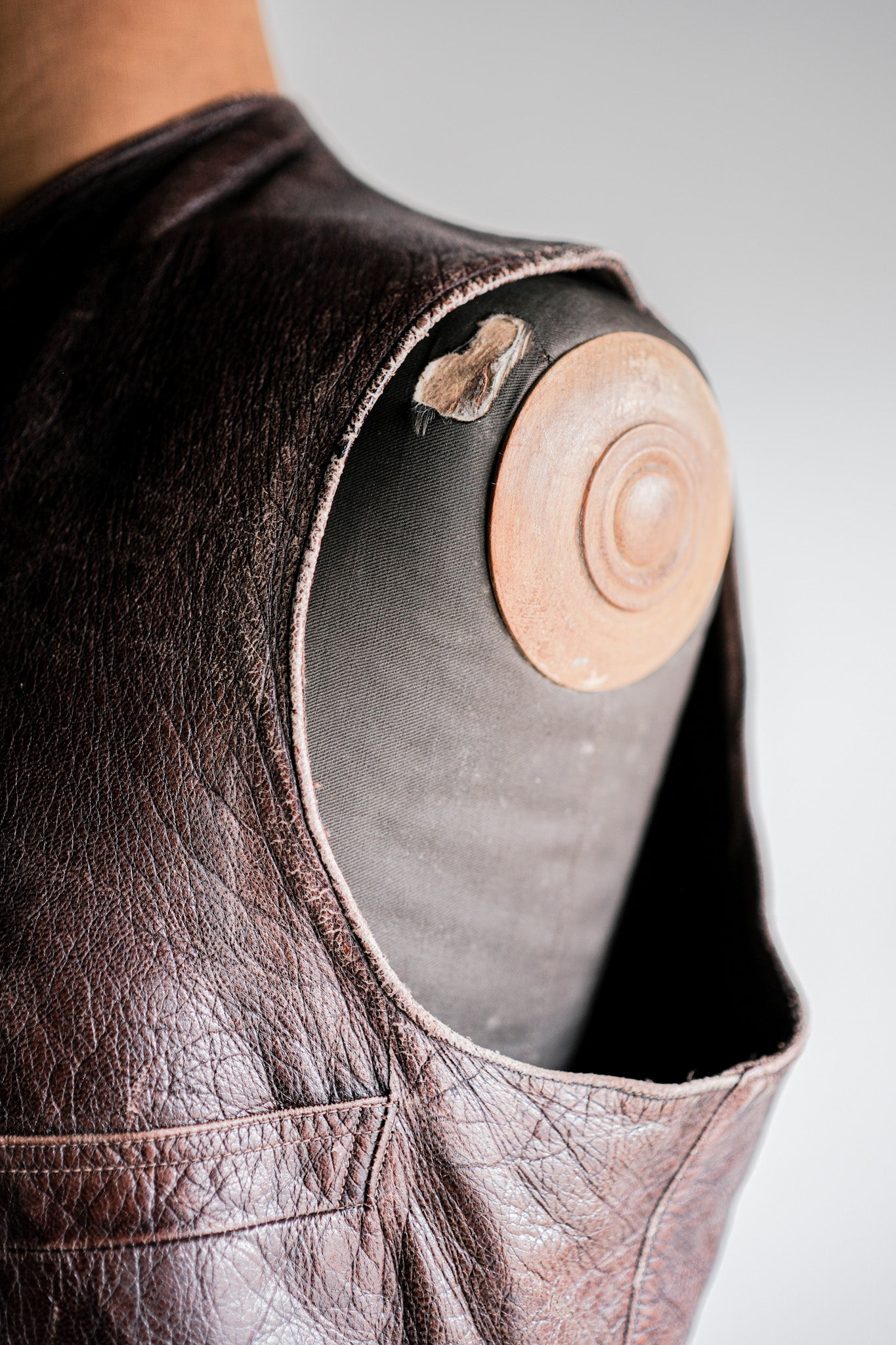 ［~40's］French Vintage Brown Leather Work Gilet