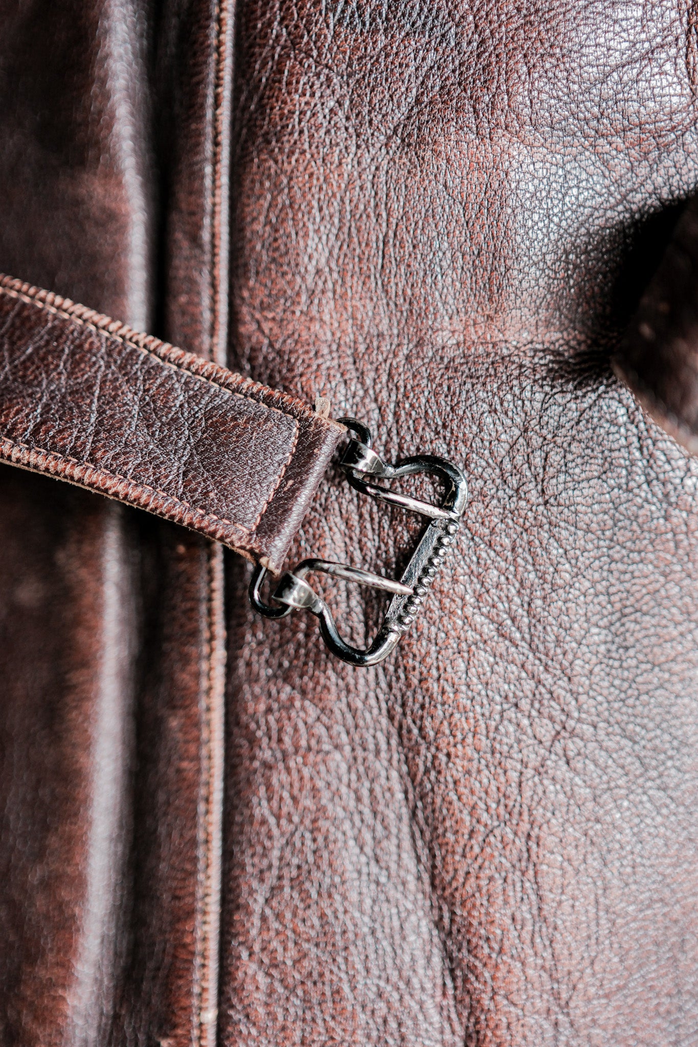 ［~40's］French Vintage Brown Leather Work Gilet