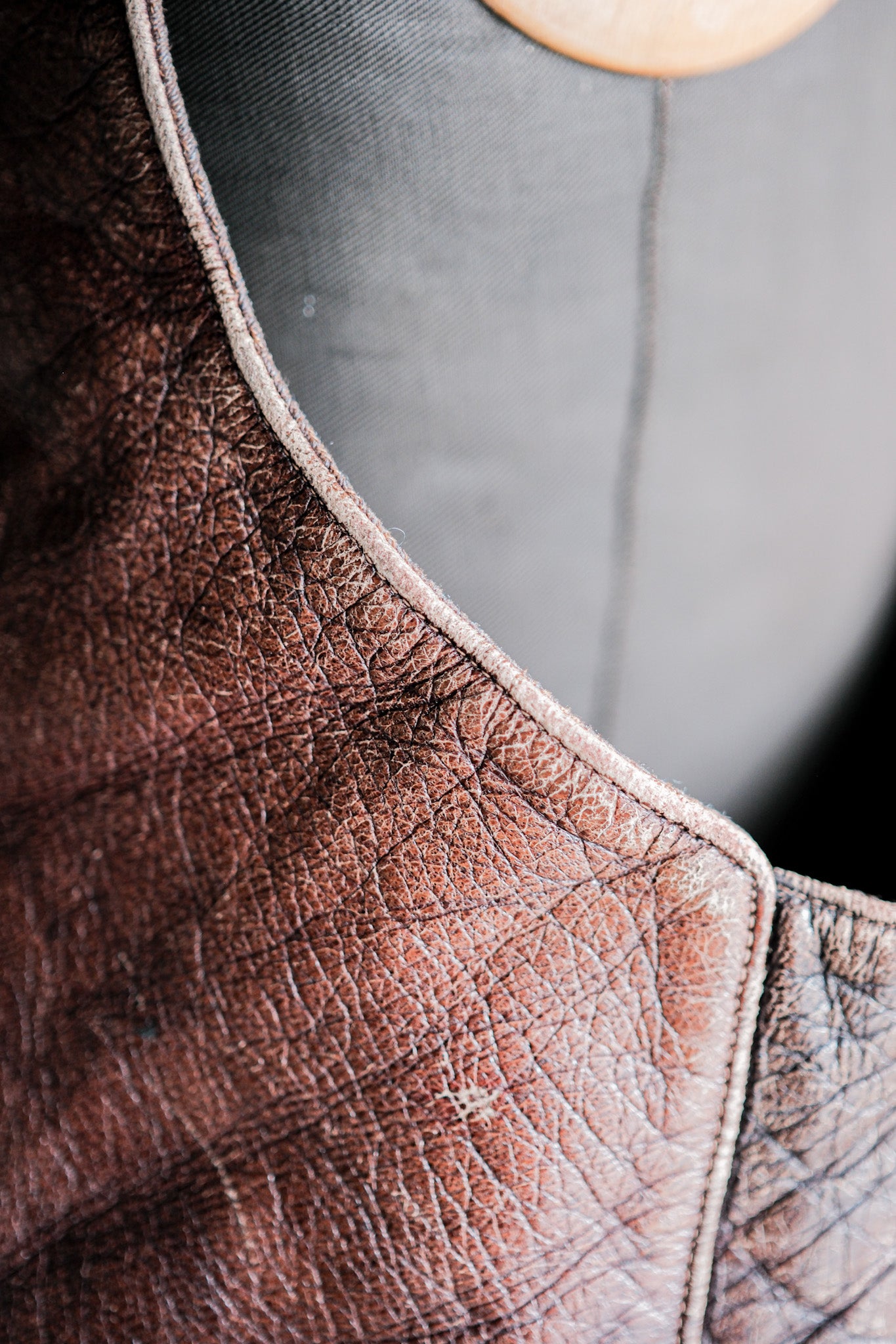 ［~40's］French Vintage Brown Leather Work Gilet