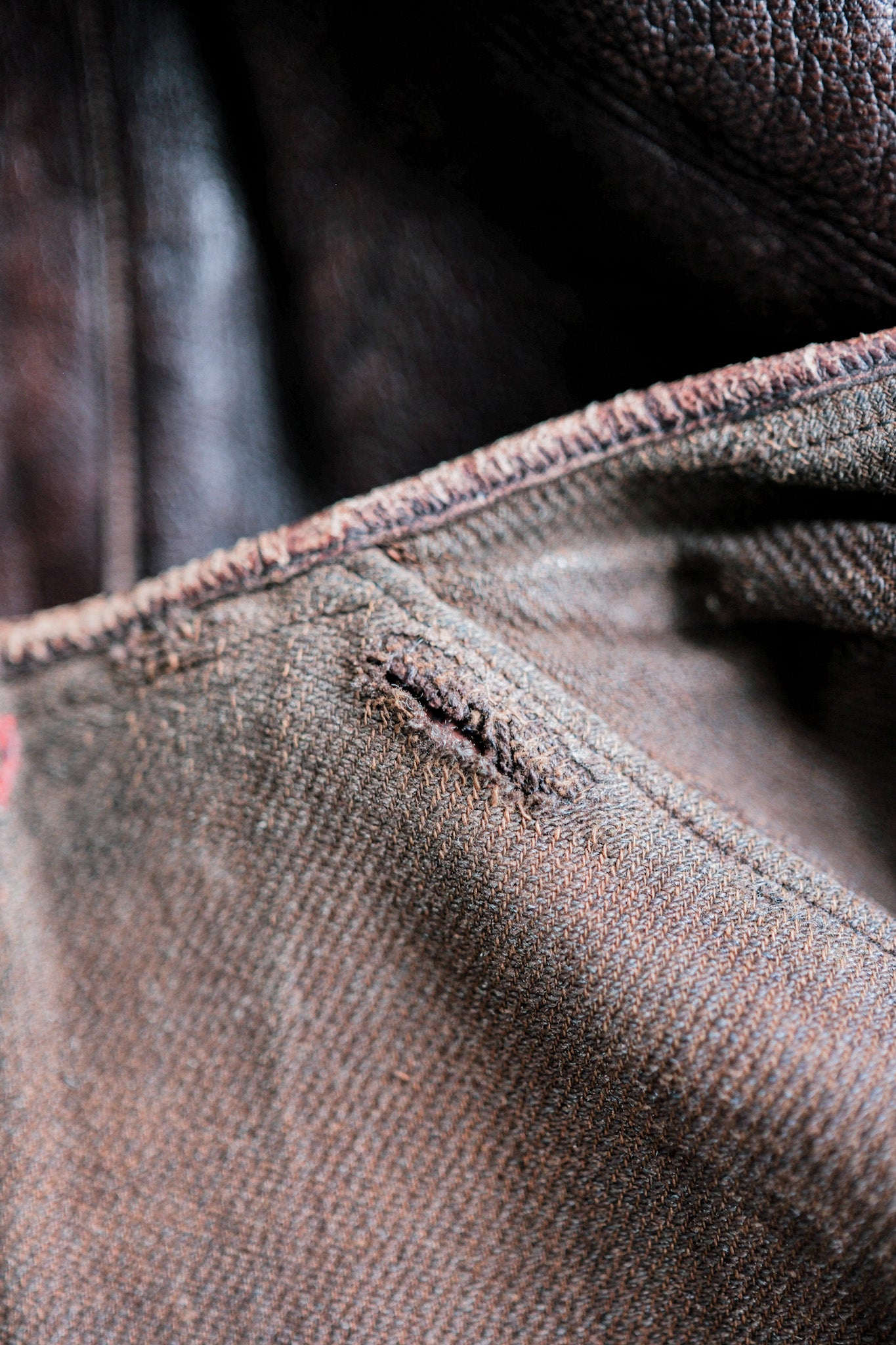 ［~40's］French Vintage Brown Leather Work Gilet