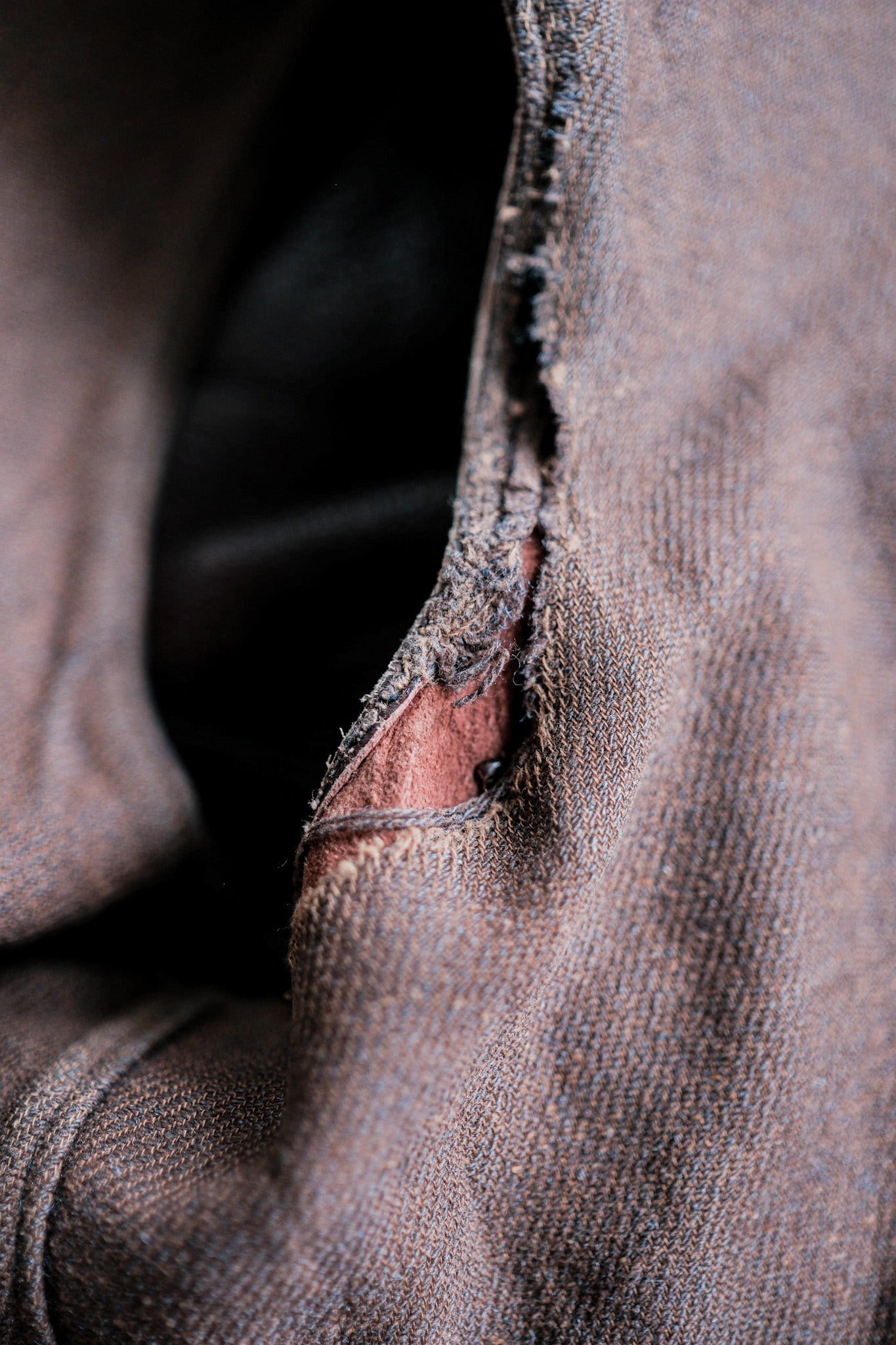 ［~40's］French Vintage Brown Leather Work Gilet