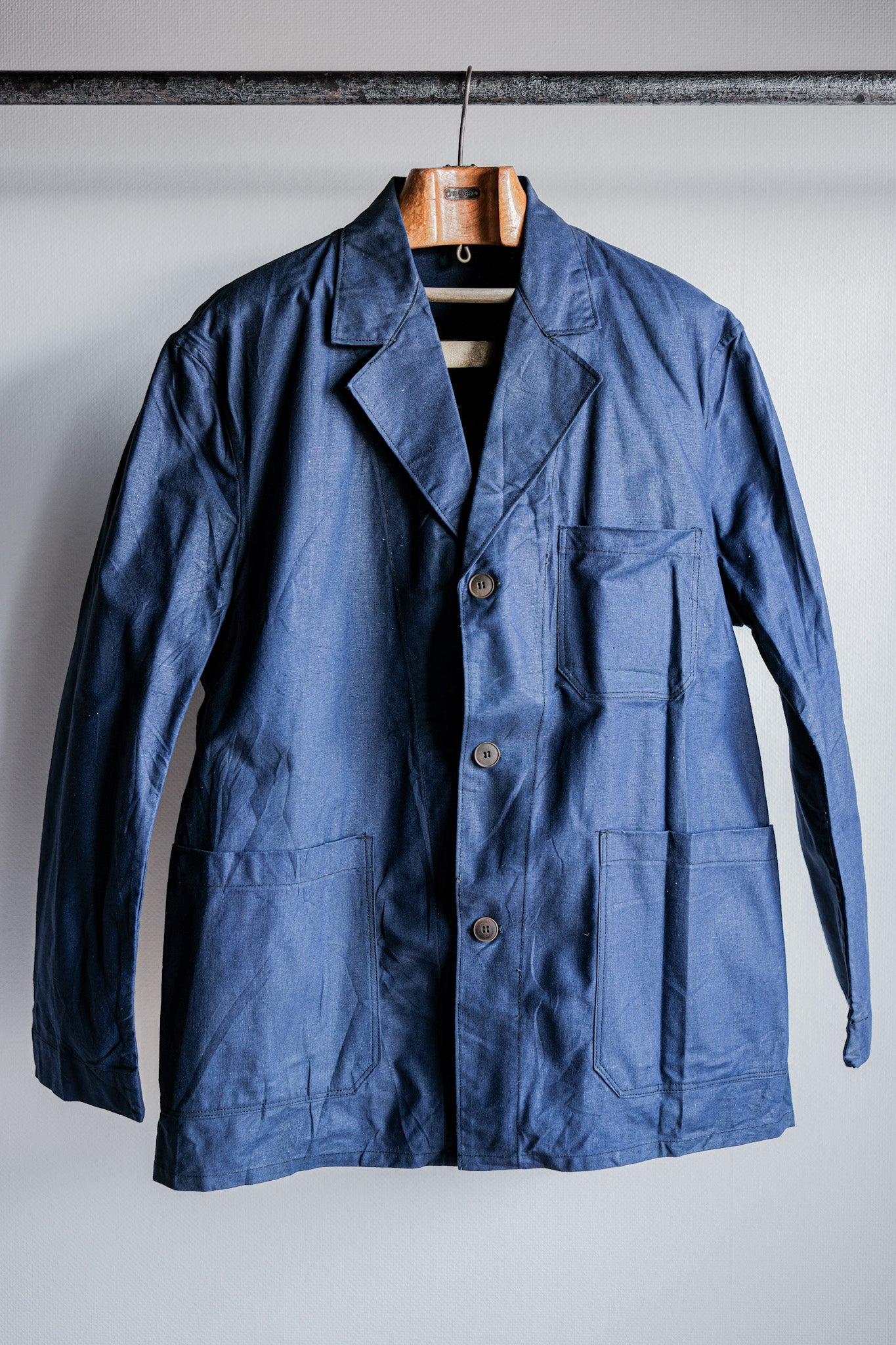 ［~50's］French Vintage Blue Linen Lapel Work Jacket "Dead Stock"