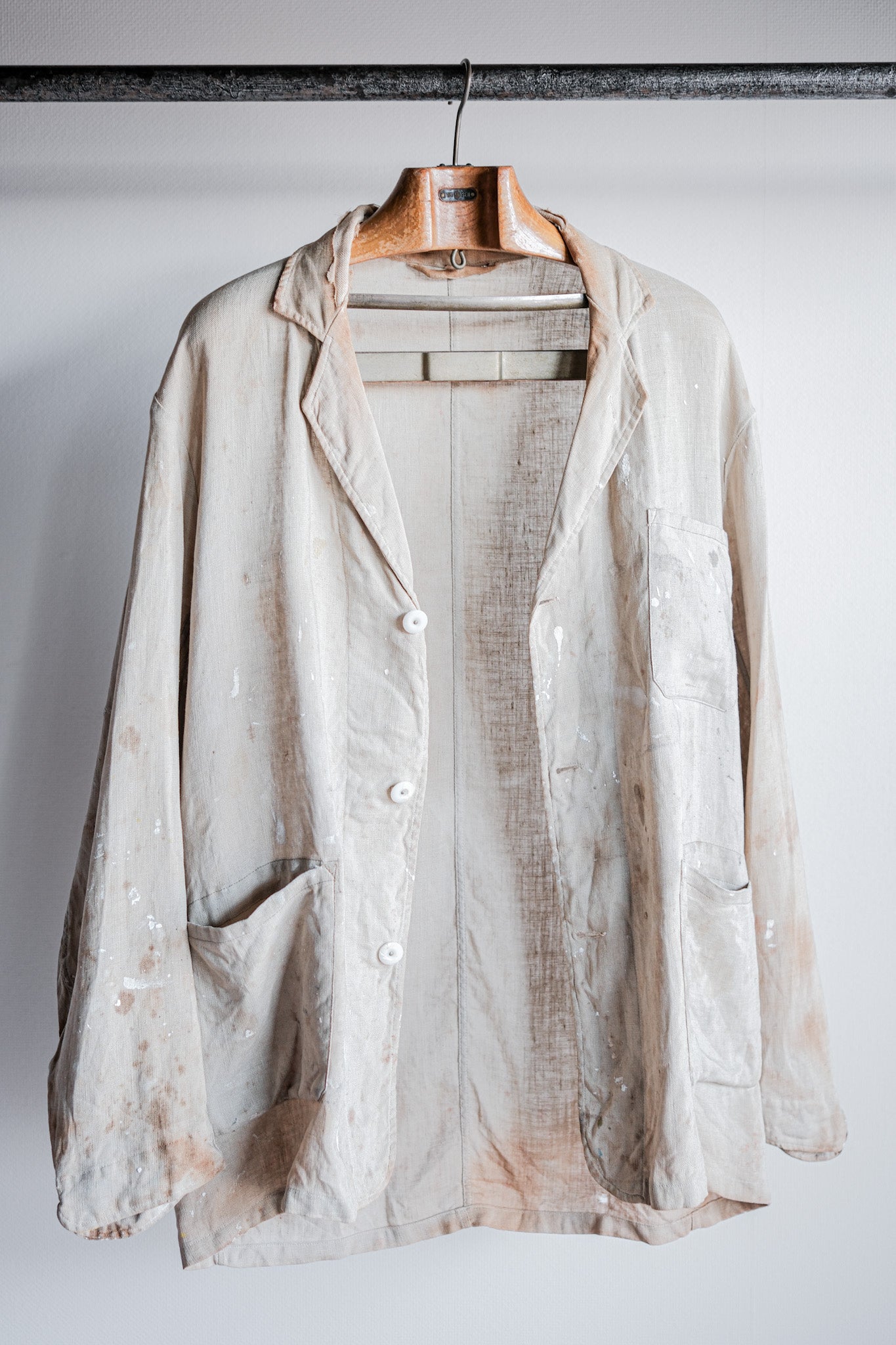 【~40's】British Vintage Irish Linen Lapel Work Jacket "Boro"