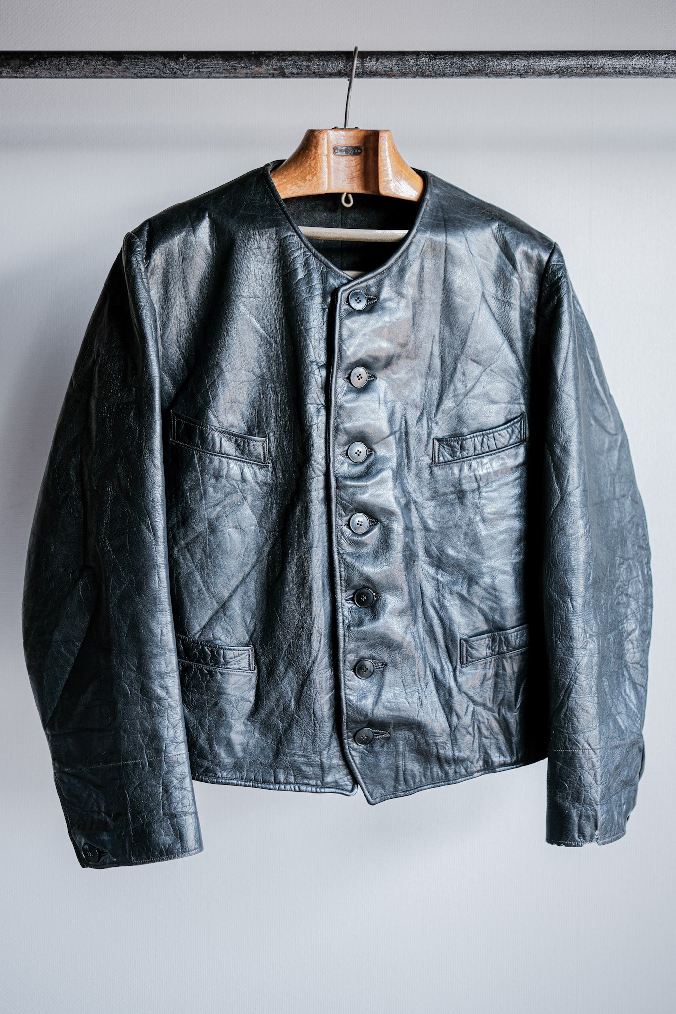 【~50's】French Vintage Leather Gilet Jacket