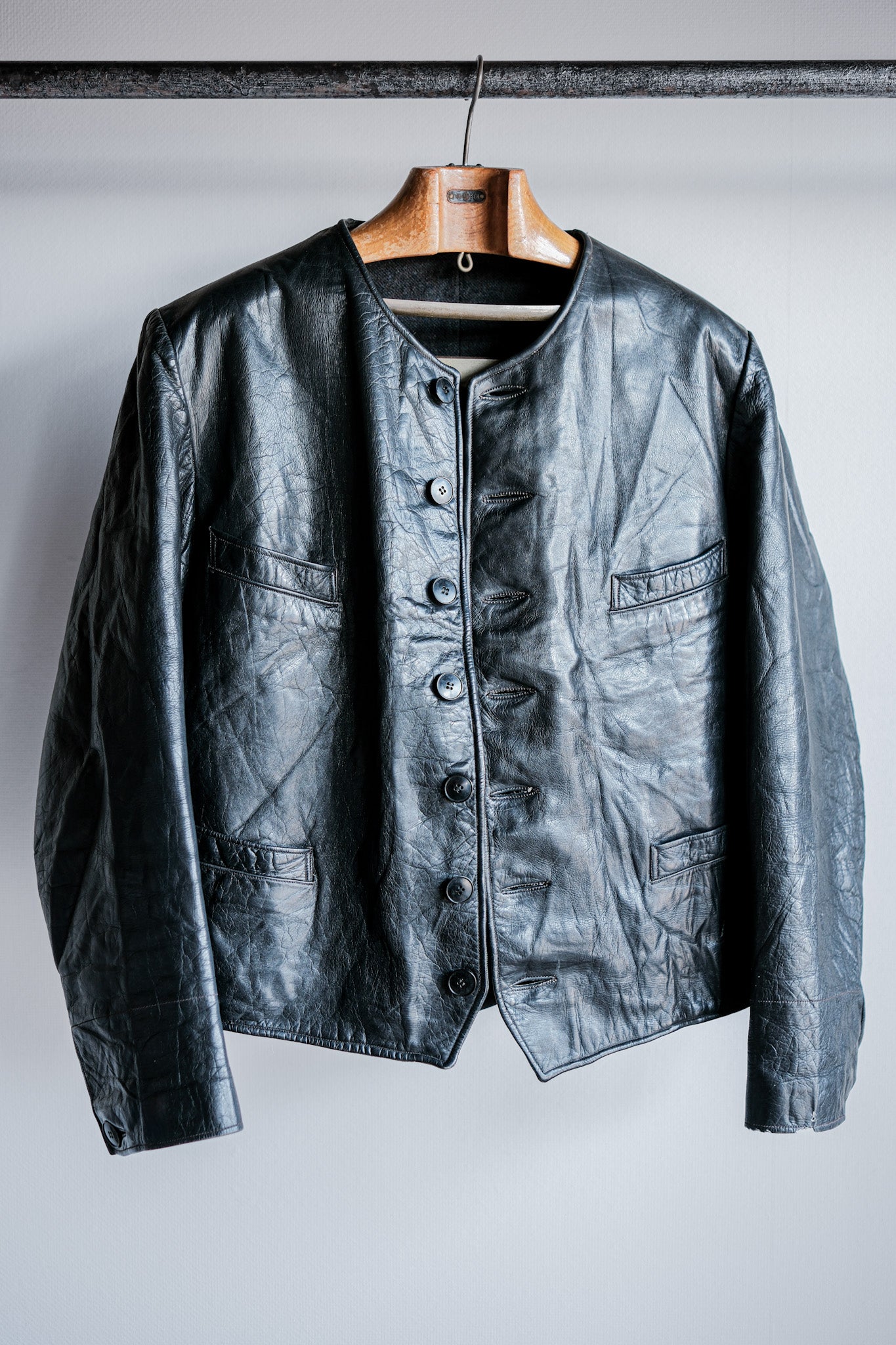 【~50's】French Vintage Leather Gilet Jacket