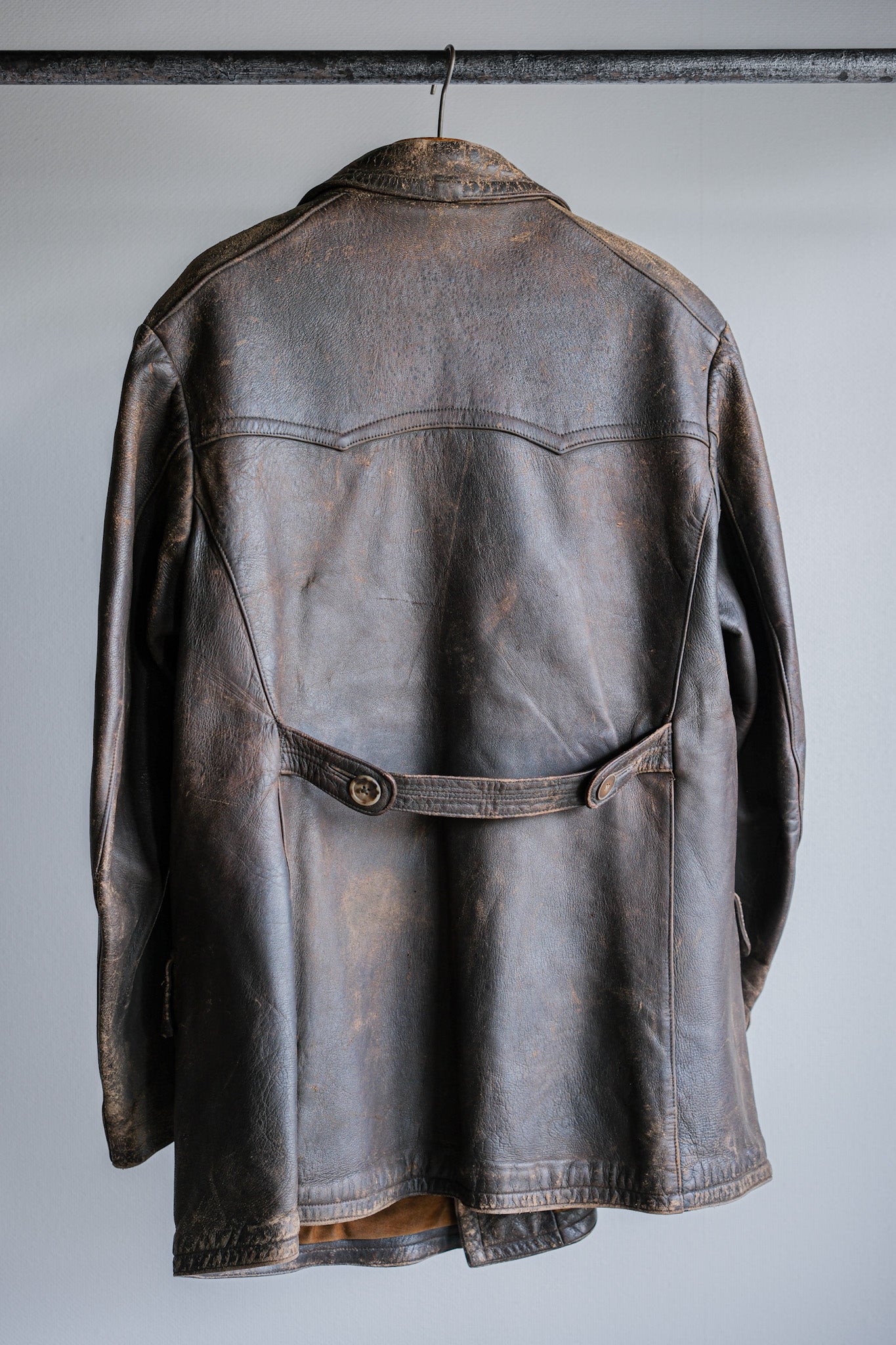 ［~40's］WWⅡ German Hitler-Jugend Double Breasted Motorcycle Leather Jacket