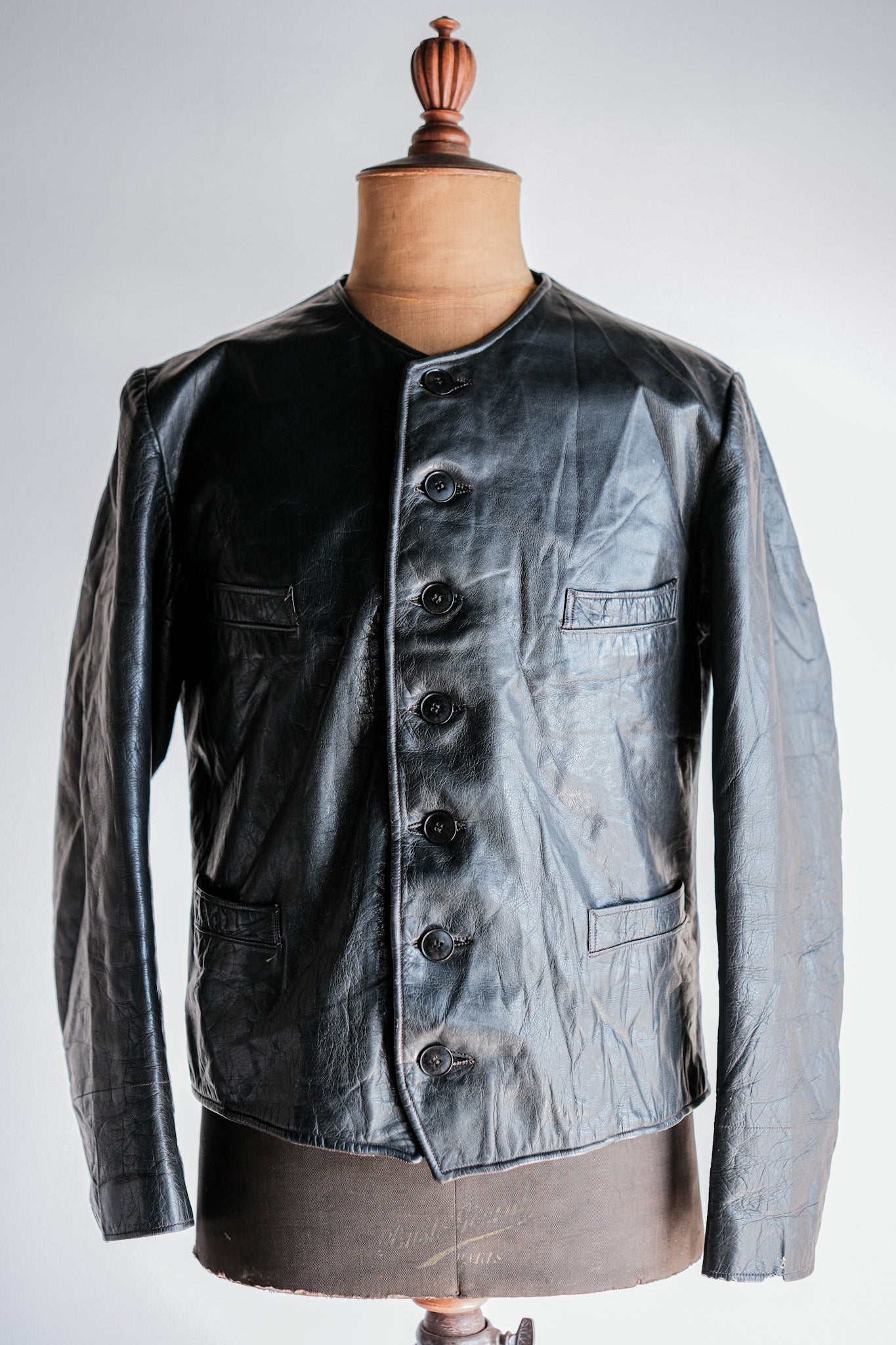 【~50's】French Vintage Leather Gilet Jacket