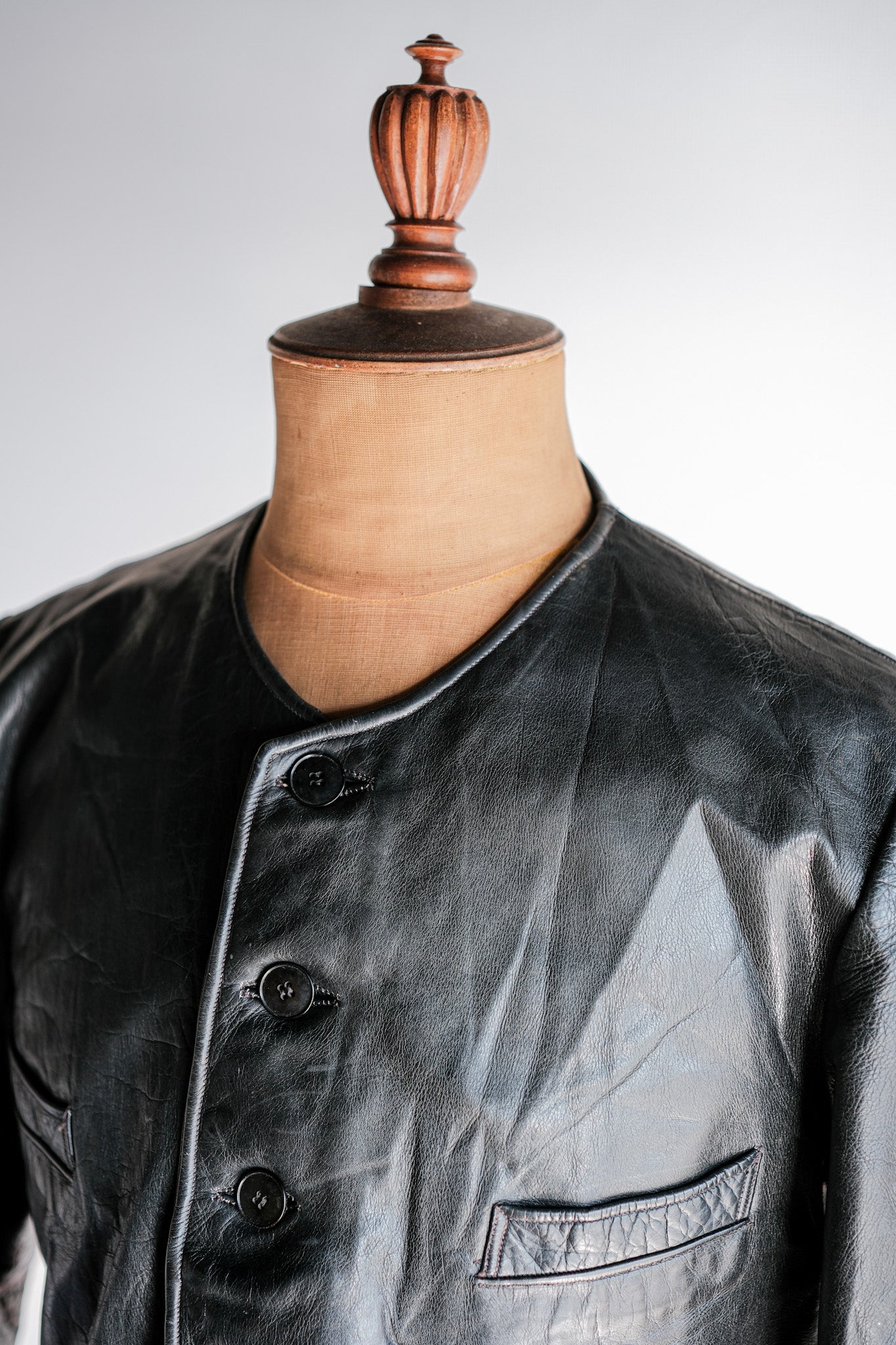 [~ 50's] French Vintage Leather Gilet Jacket
