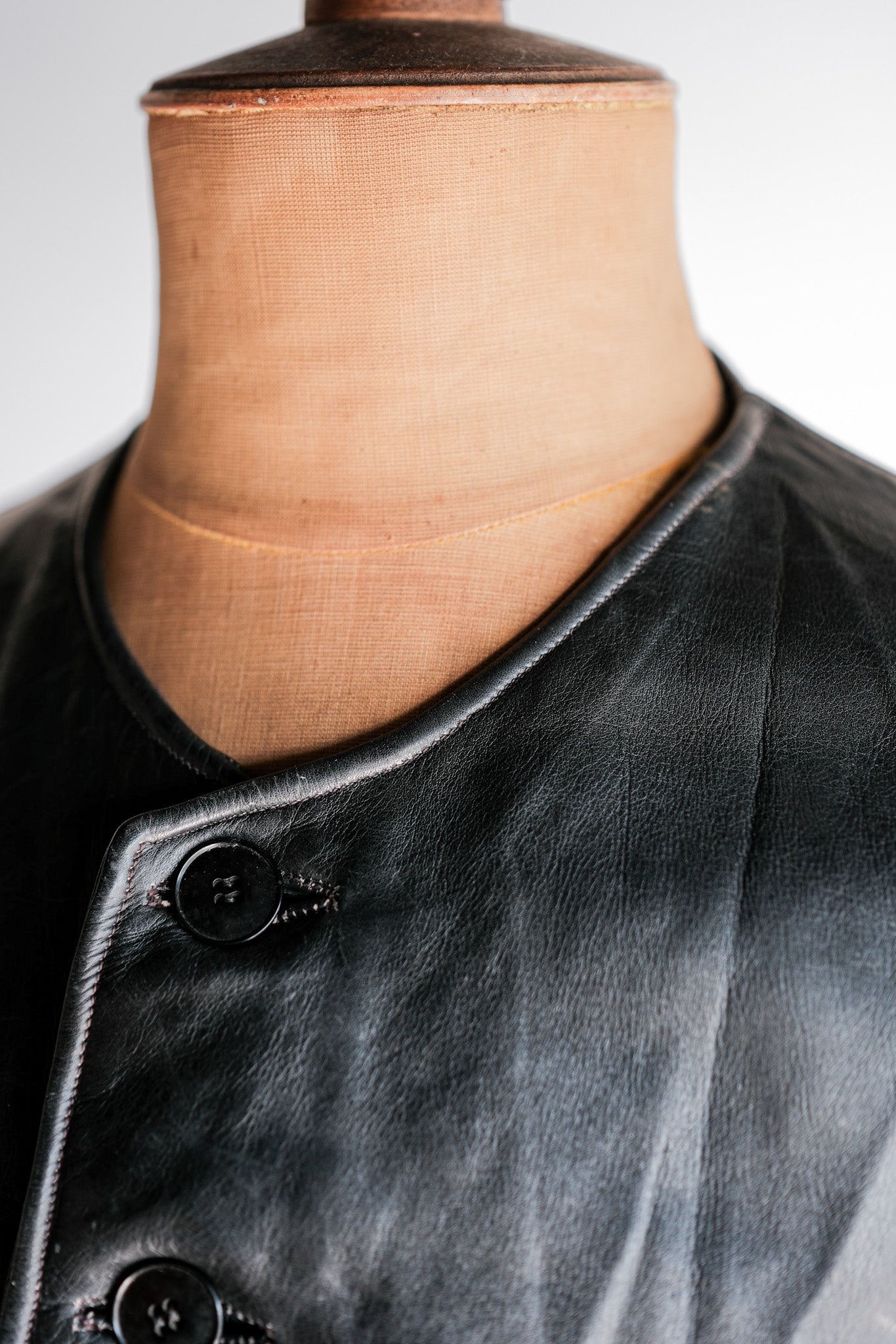 【~50's】French Vintage Leather Gilet Jacket