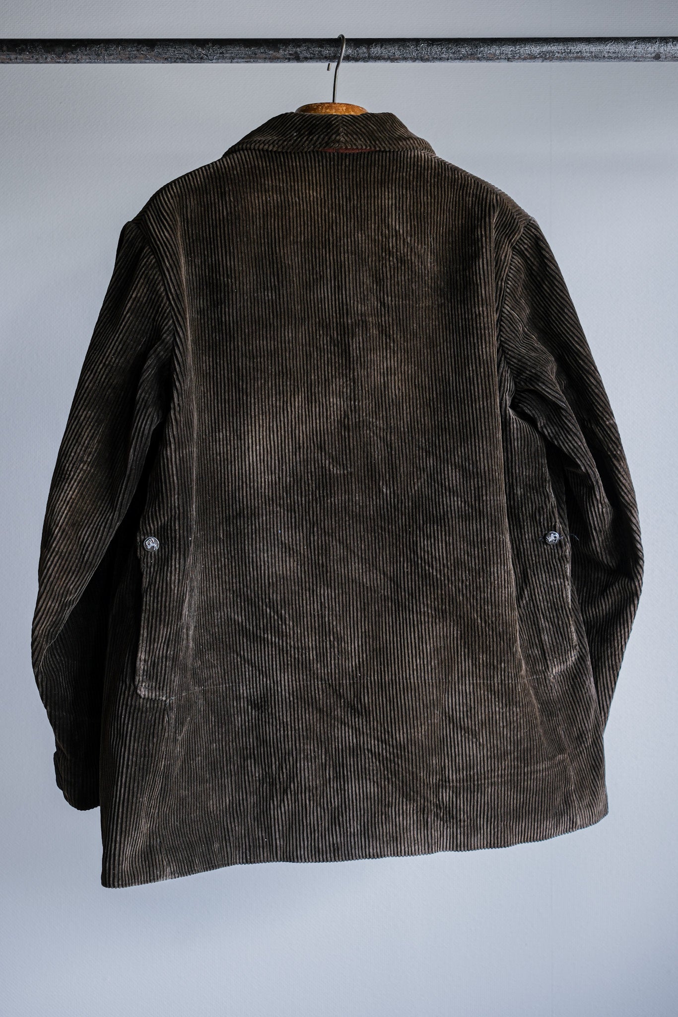 【~40's】French Vintage Brown Corduroy Hunting Jacket "Black Moleskin Lining"