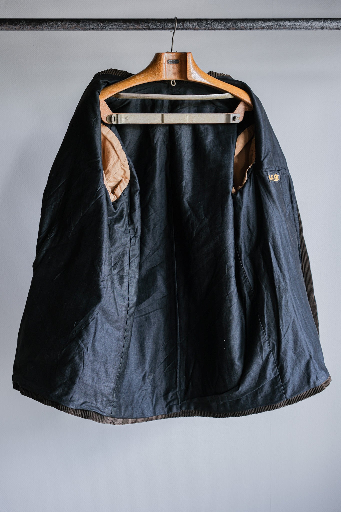 【~40's】French Vintage Brown Corduroy Hunting Jacket "Black Moleskin Lining"