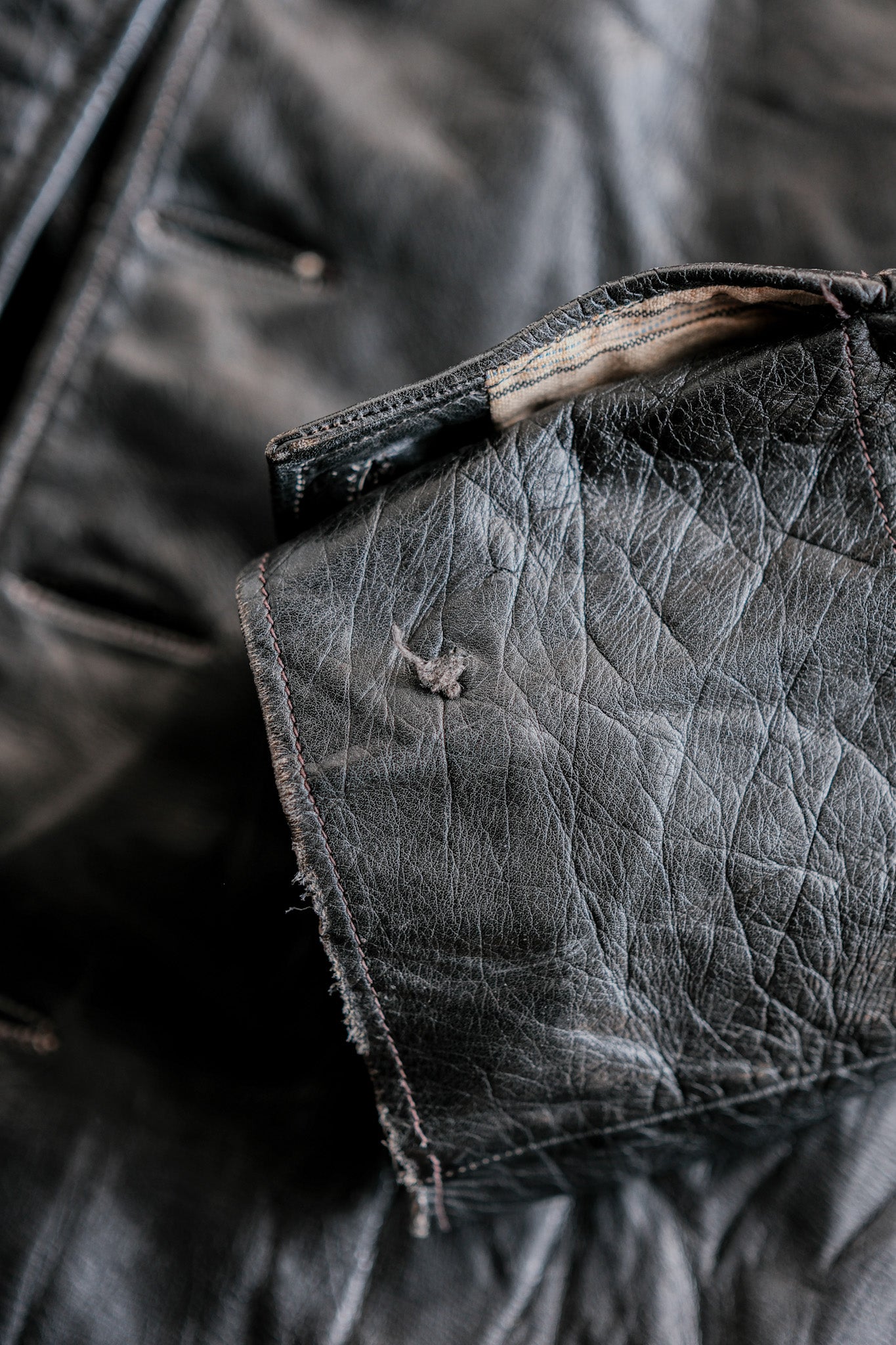 【~50's】French Vintage Leather Gilet Jacket