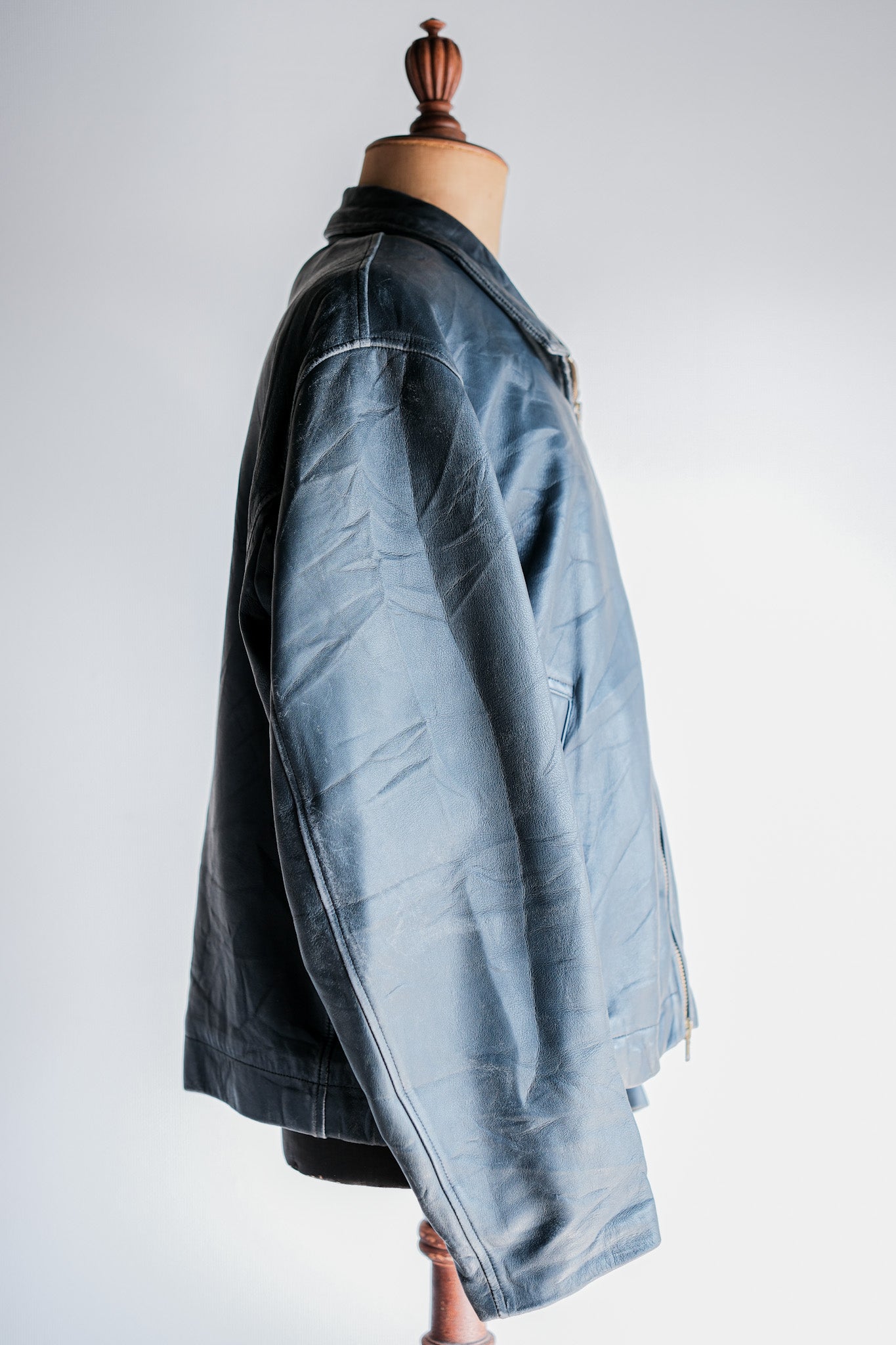 ［~70's］French Air Force Pilot Leather Jacket With Chin Strap & Liner Size.104L