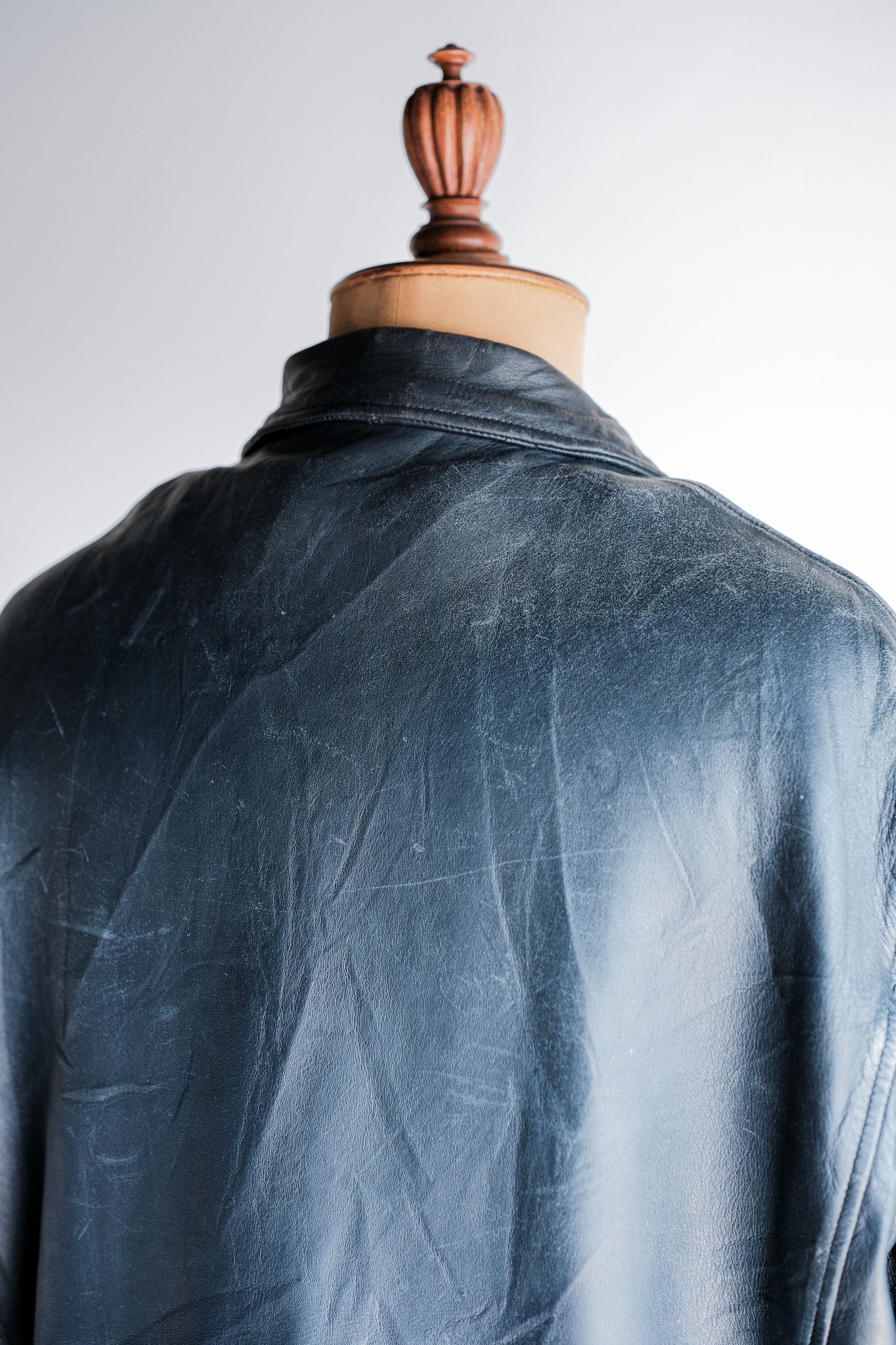 ［~70's］French Air Force Pilot Leather Jacket With Chin Strap & Liner Size.104L