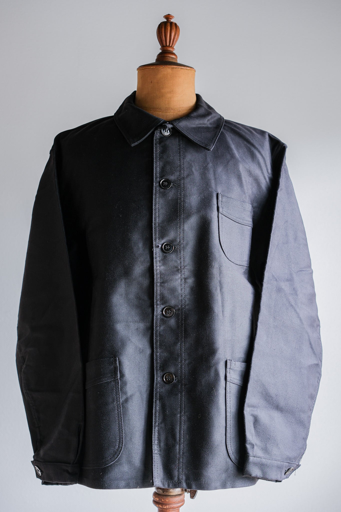 [~ 50's] French vintage noire moleskin work veste taille.56 "Le Mont Stockel" "Dead Stock"