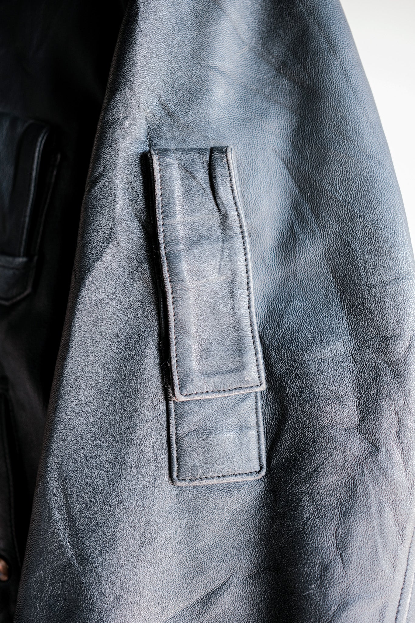 ［~70's］French Air Force Pilot Leather Jacket With Chin Strap & Liner Size.104L