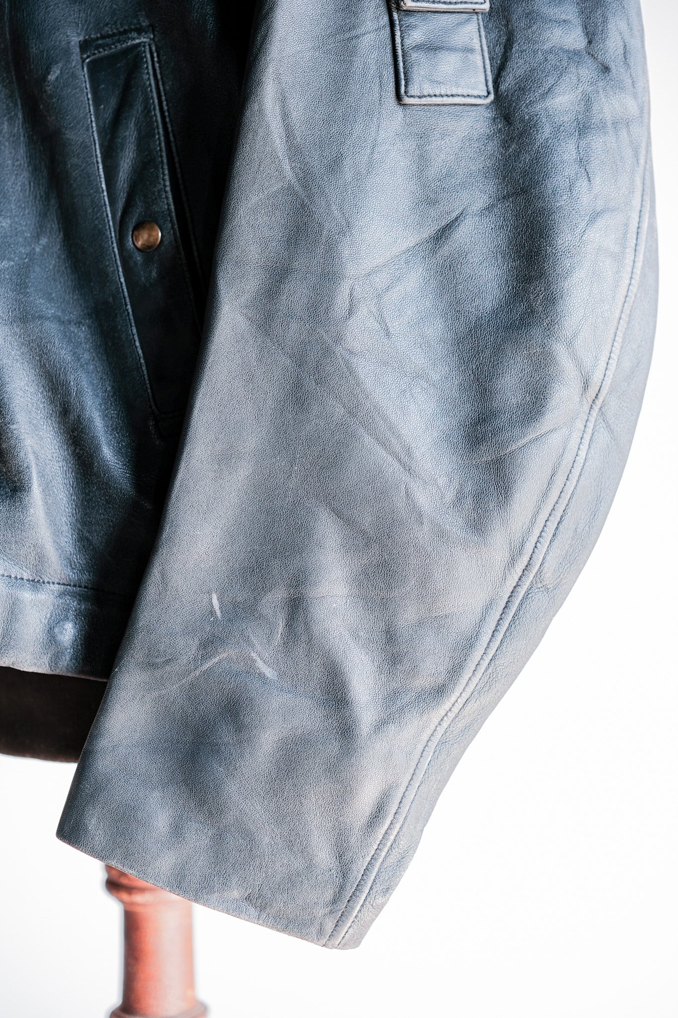 ［~70's］French Air Force Pilot Leather Jacket With Chin Strap & Liner Size.104L