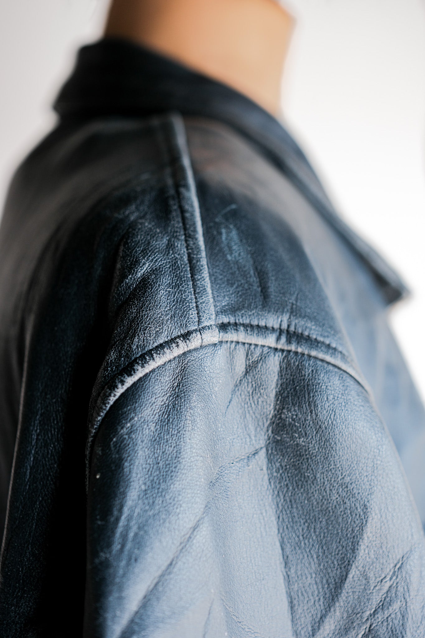 ［~70's］French Air Force Pilot Leather Jacket With Chin Strap & Liner Size.104L