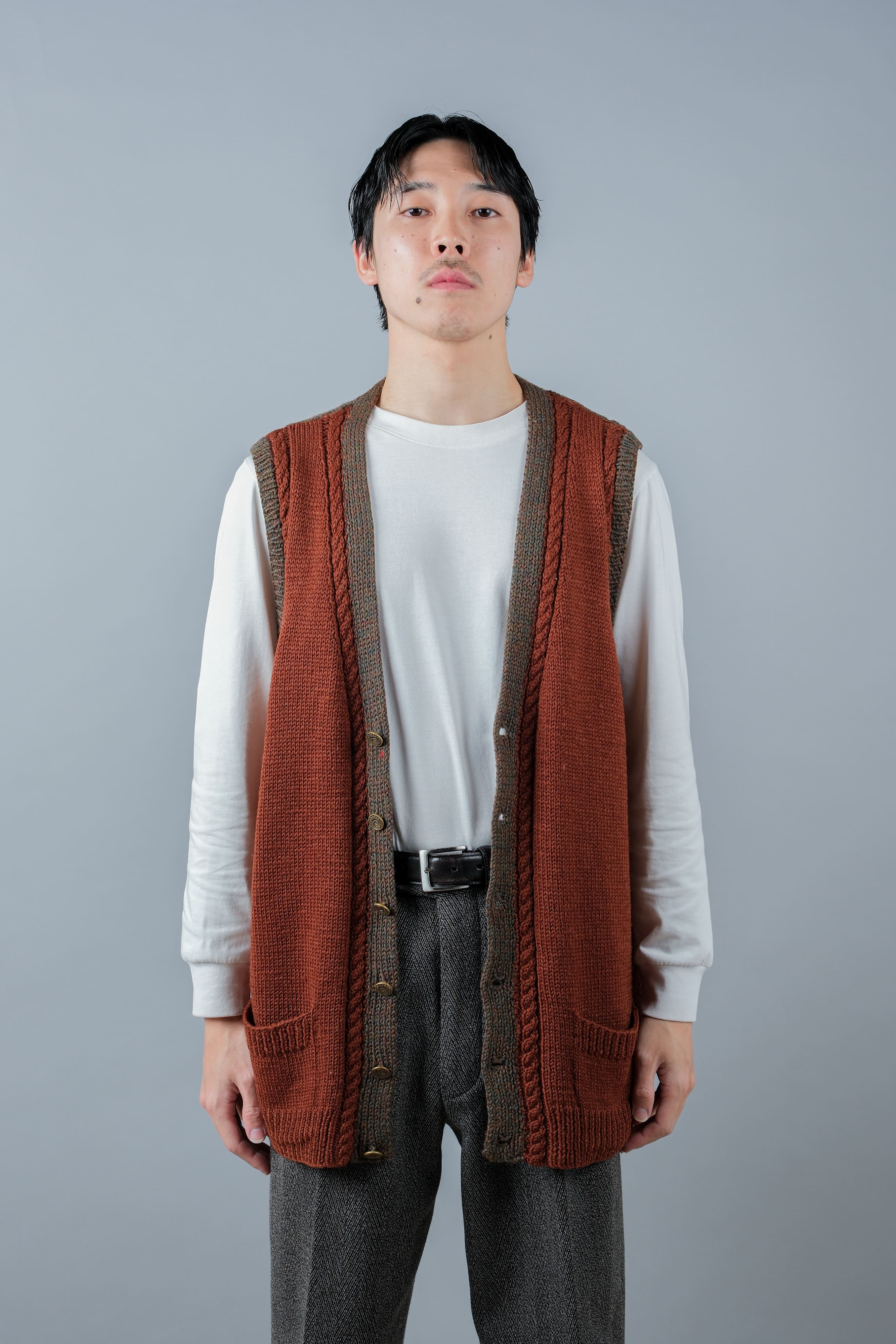 [~ 80's] British Vintage Mixed Wool Vest "Handmade"