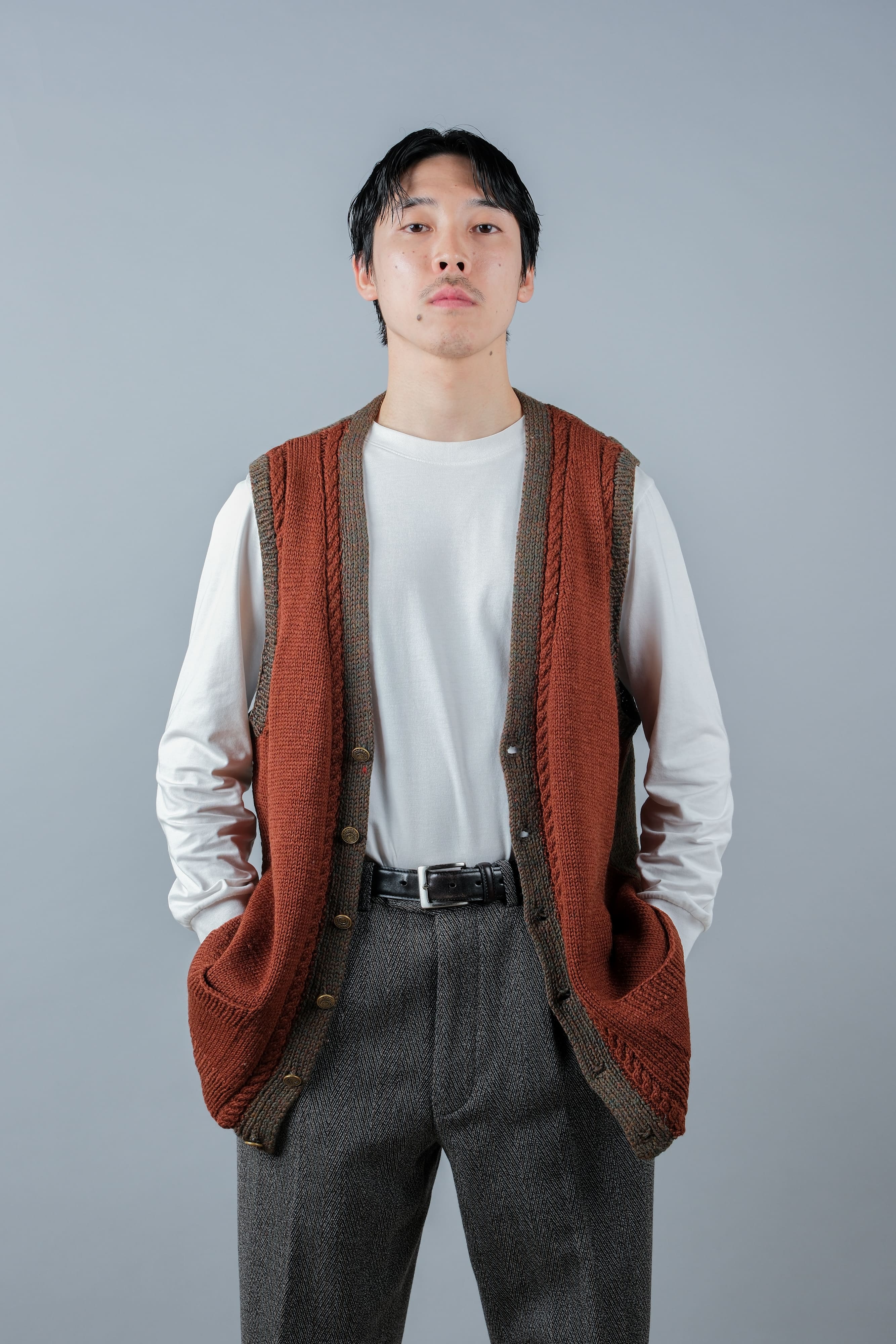 【~80's】British Vintage Mixed Wool Vest "Handmade"