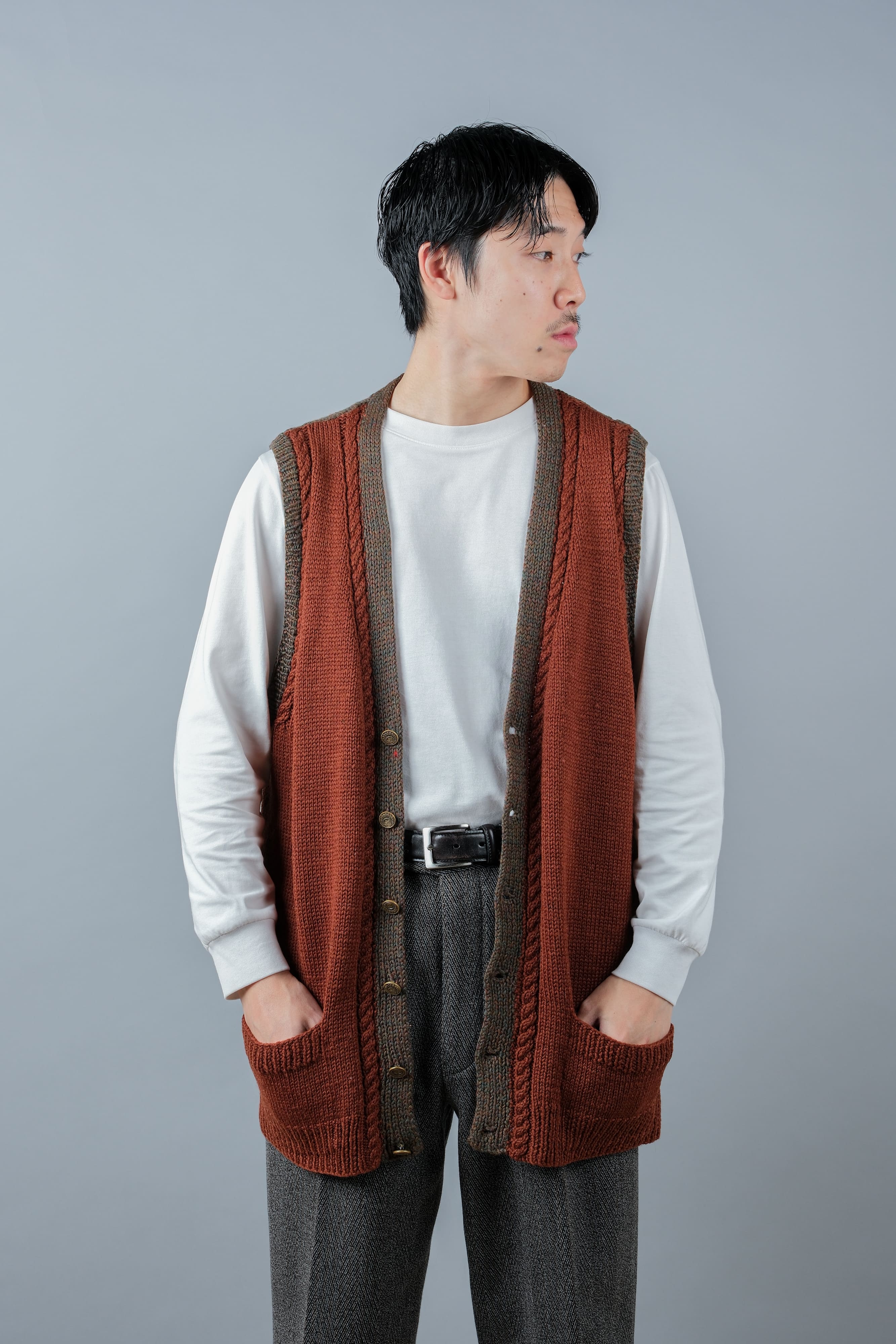 【~80's】British Vintage Mixed Wool Vest "Handmade"