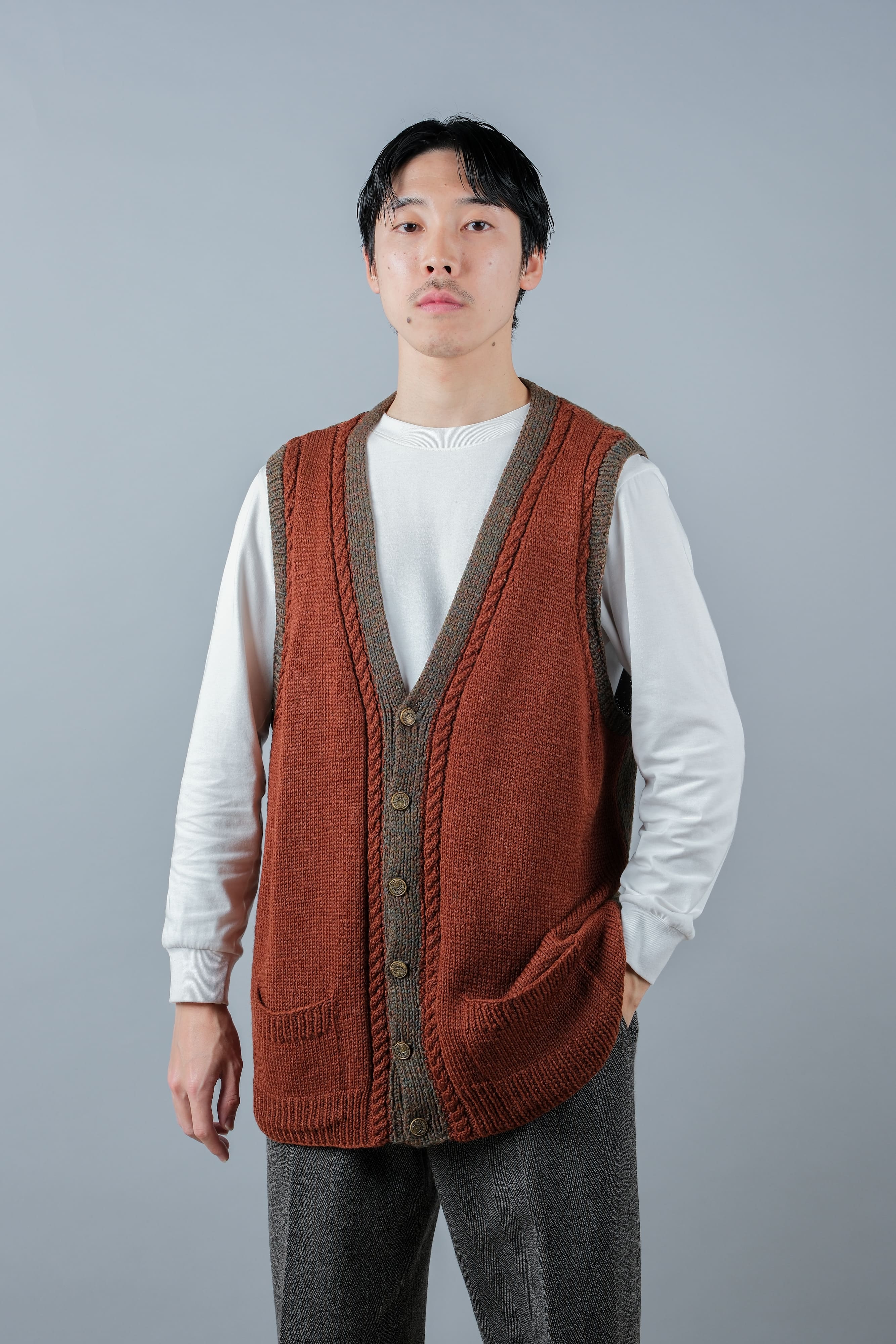 [~ 80's] British Vintage Mixed Wool Vest "Handmade"