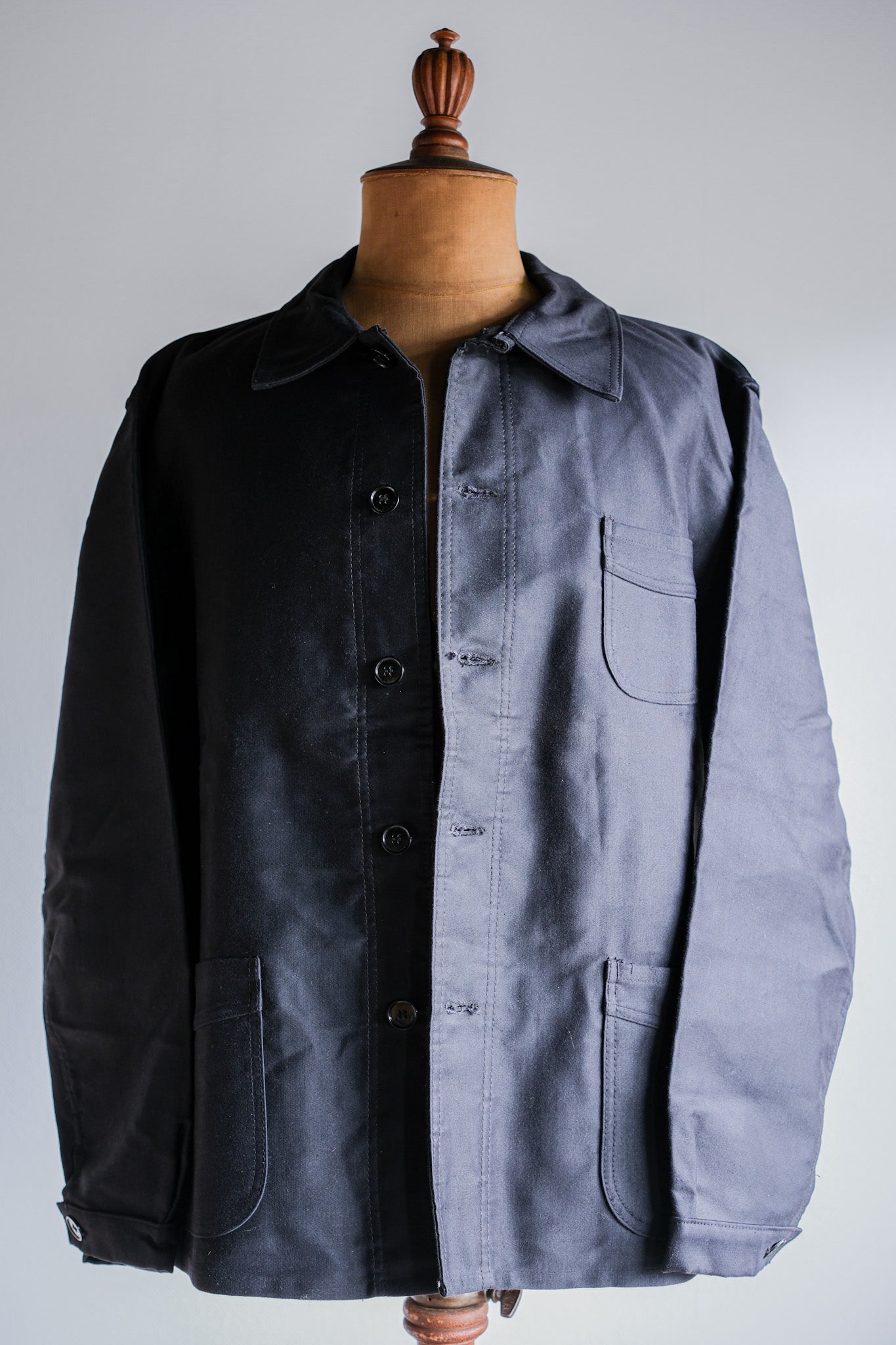 [~ 50's] French vintage noire moleskin work veste taille.56 "Le Mont Stockel" "Dead Stock"